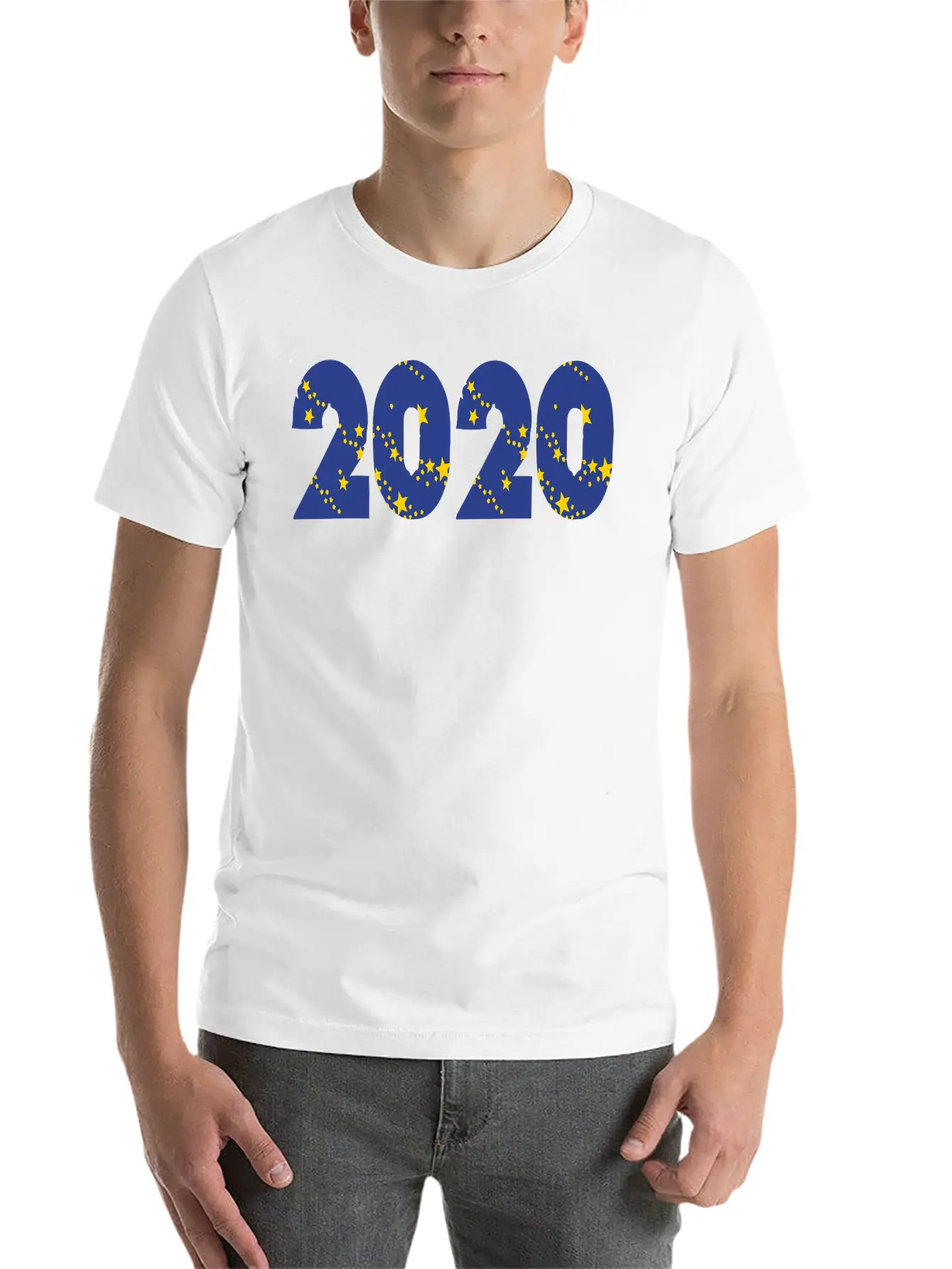 ??¡ã?2020-Awesome Happy New Year Of 2020(Star Font) Unisex Casual T-Shirt ¨C Clean Design For Daily Comfort