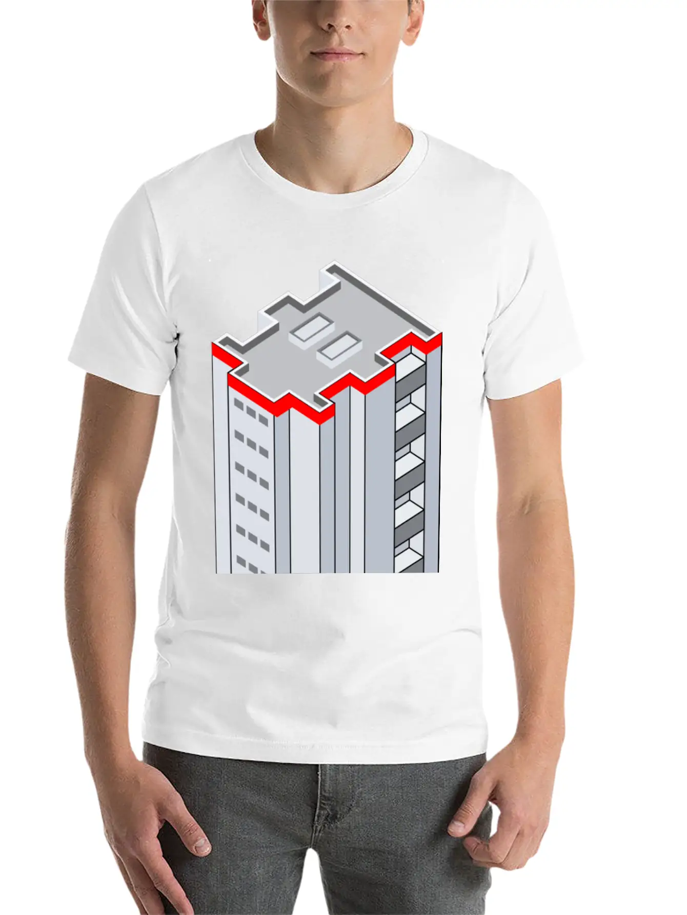 3D Isometric Building Essential Cotton Tee For Daily Outfits ¨C Unisex Style