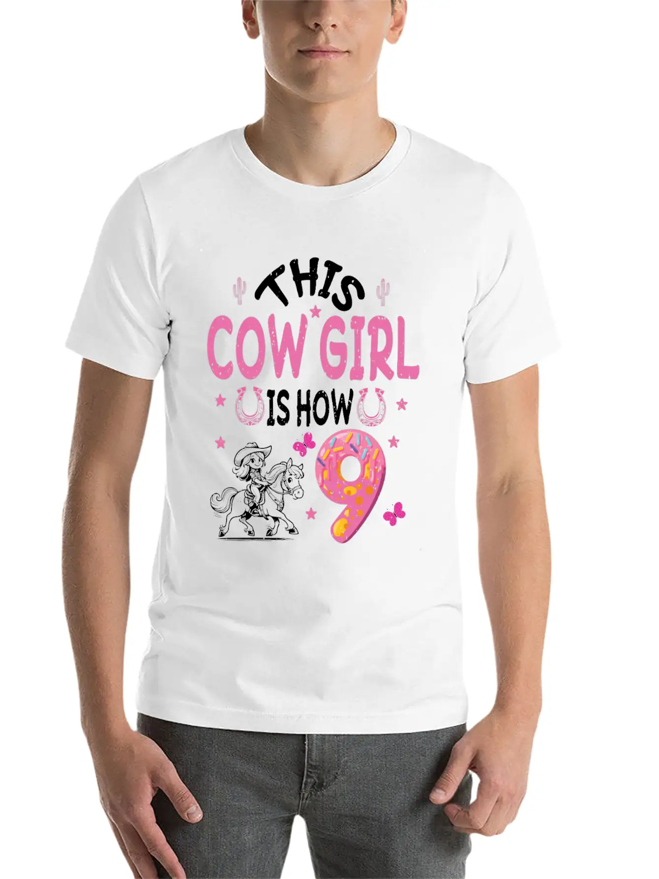 9th Birthday Cowgirl Nine Year Old Cowgirl Birthd Unisex Casual T-Shirt ¨C Clean Design For Daily Comfort