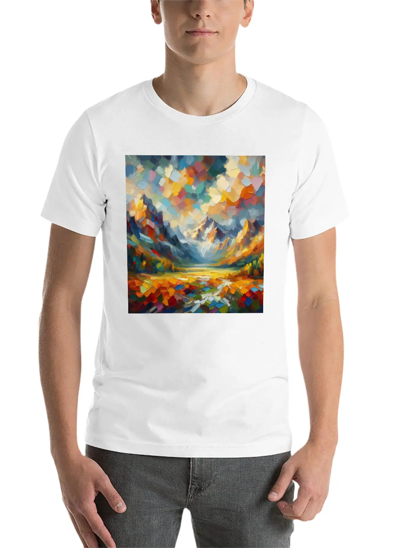 Abstract Digital Art: Nature Concept Art Colors Basic Graphic T-Shirt ¨C Daily Comfort In Soft Cotton