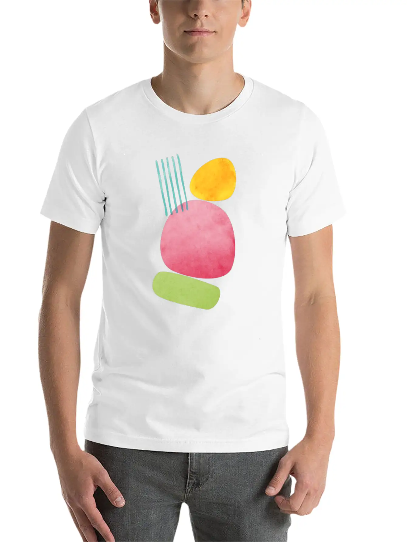 Abstract Geometric Overlap Watercolor Water Sun Unisex Casual T-Shirt ¨C Clean Design For Daily Comfort