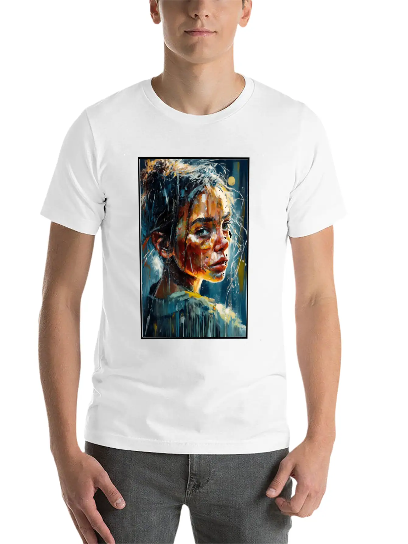 Abstract Sad Girl Unhappy People Sadness Soft Cotton Short Sleeve Tee ¨C Unisex Wardrobe Staple