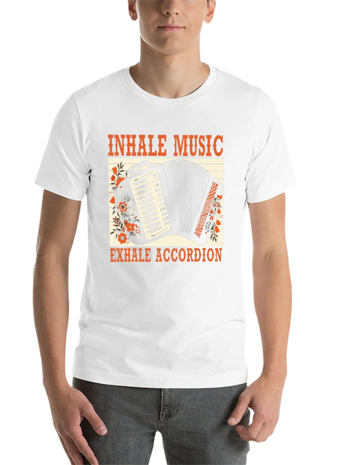 Accordion Player Musical Instrument Accordionist Essential Cotton Tee For Daily Outfits ¨C Unisex Style