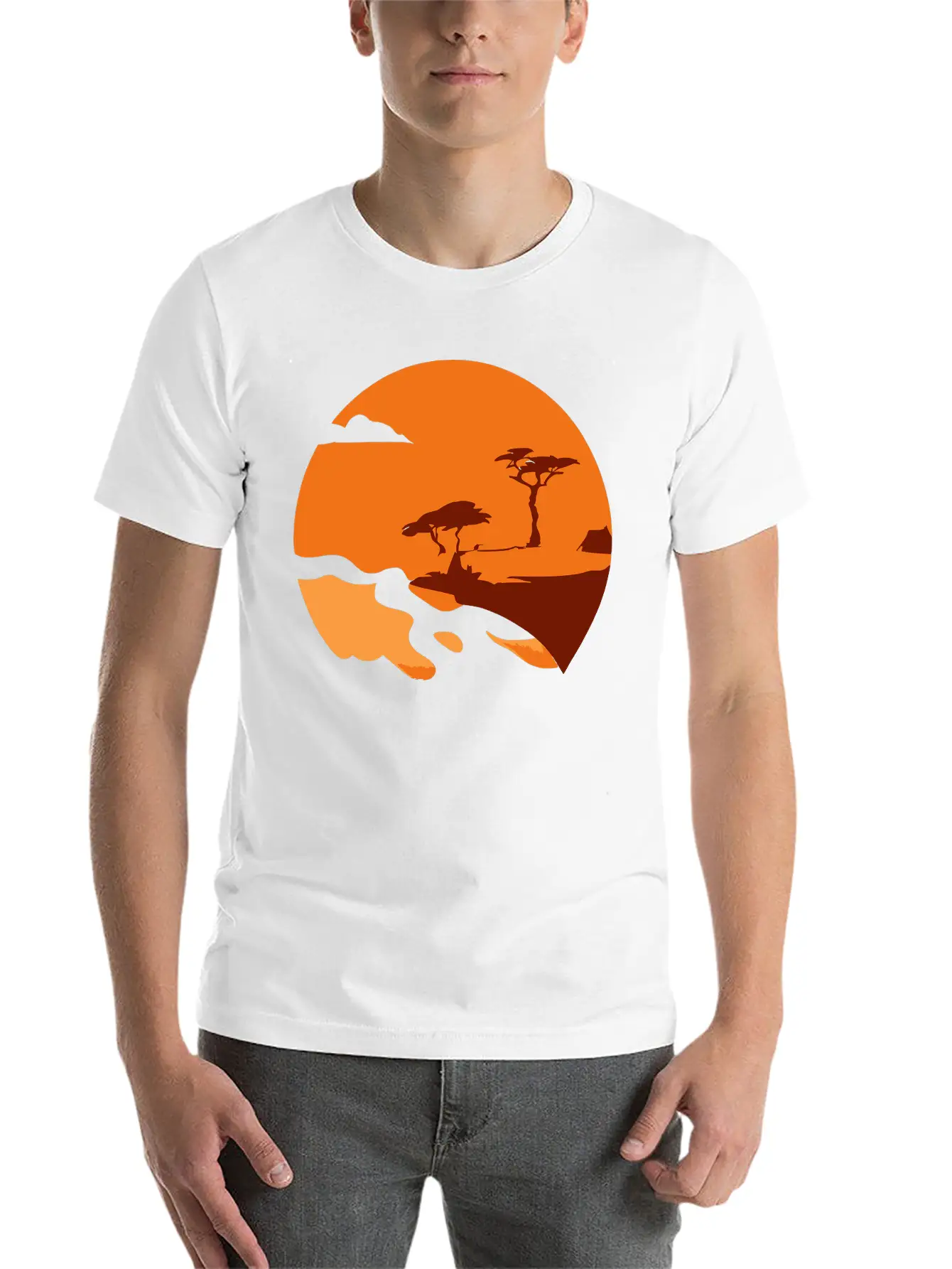 African Landscape Vector Essential Cotton Tee For Daily Outfits ¨C Unisex Style