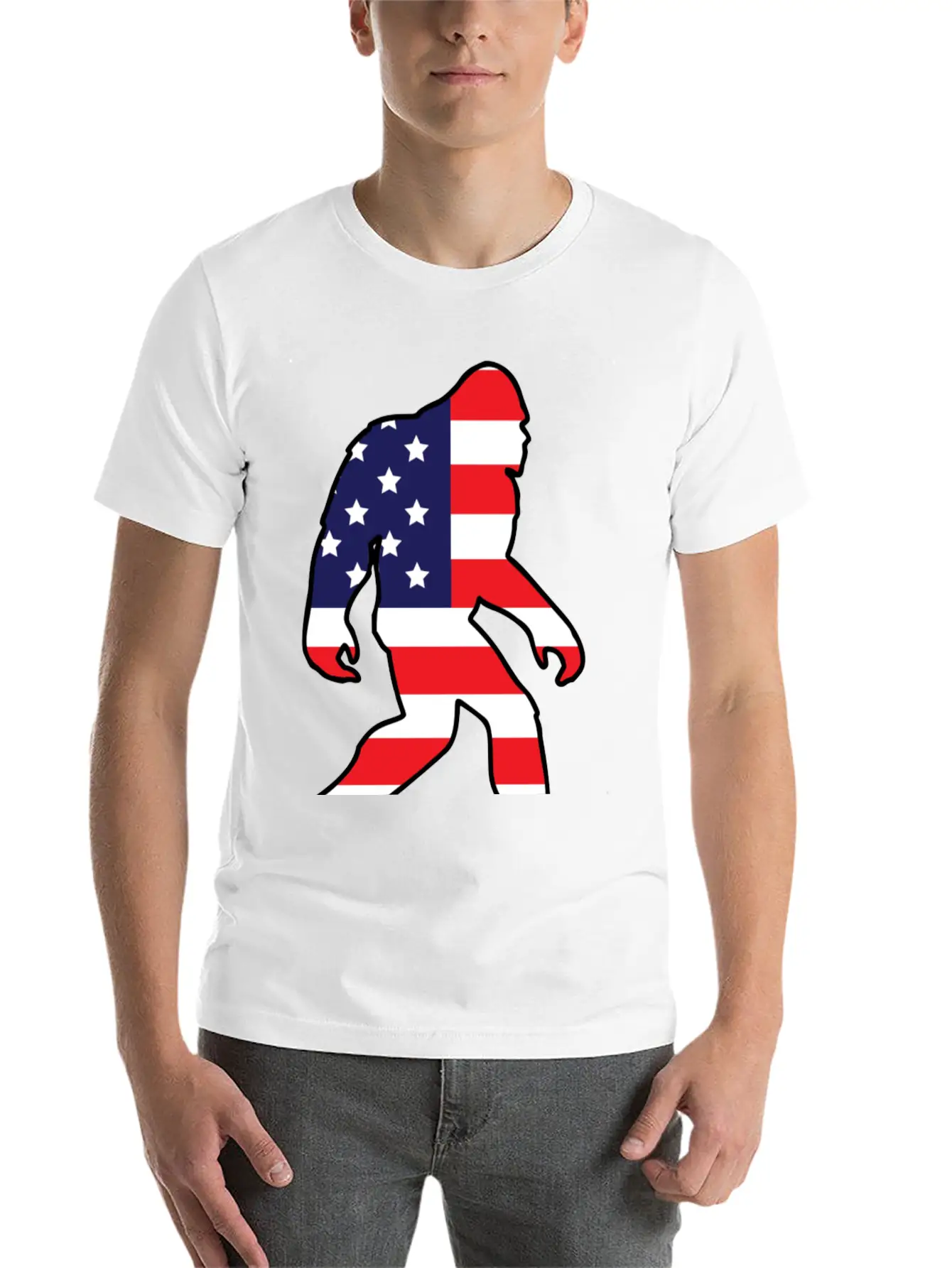 American Flag Bigfoot Basic Graphic T-Shirt ¨C Daily Comfort In Soft Cotton