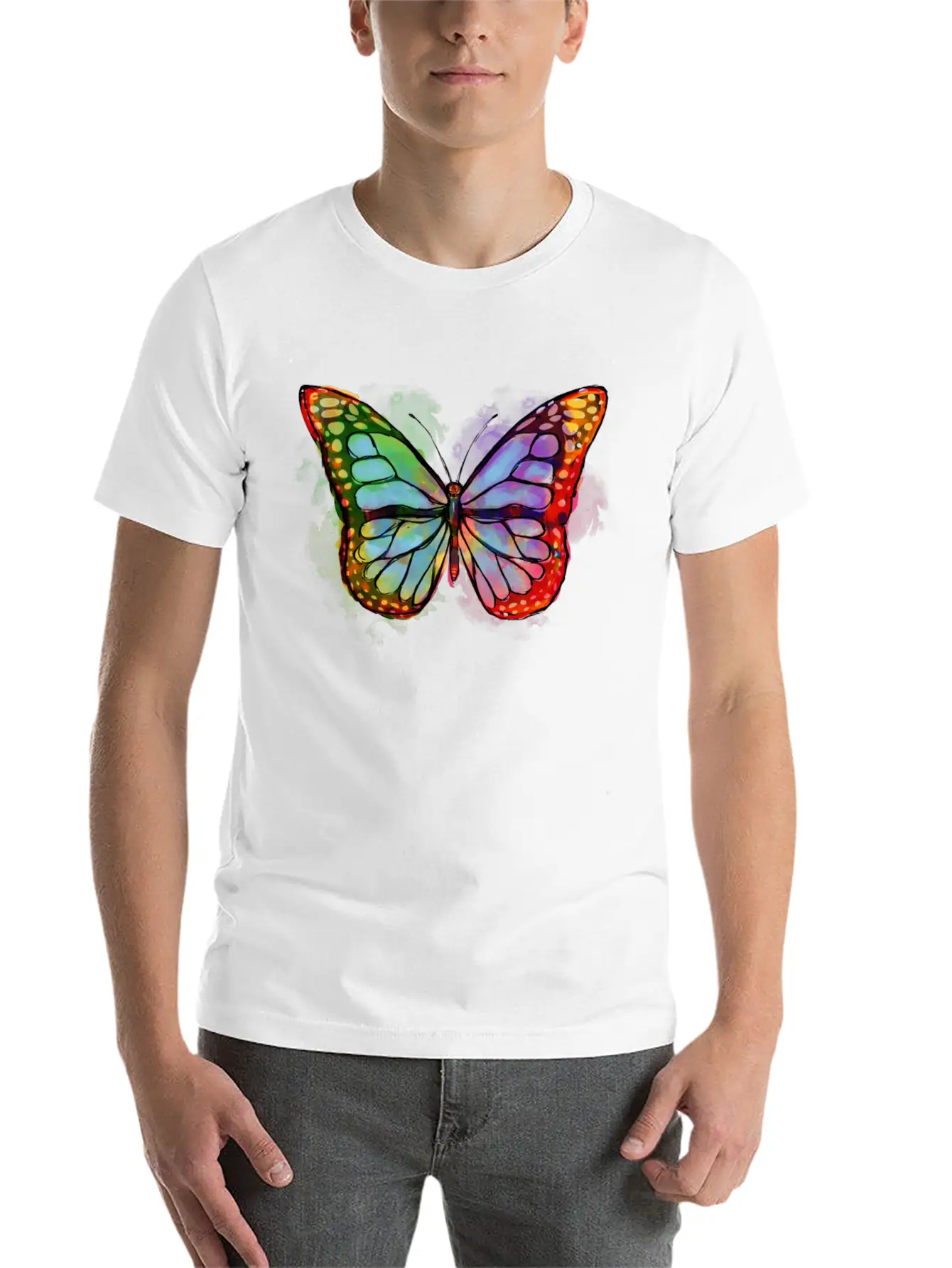 Art Academia Aesthetic Butterfly Watercolor Soft Cotton Short Sleeve Tee ¨C Unisex Wardrobe Staple