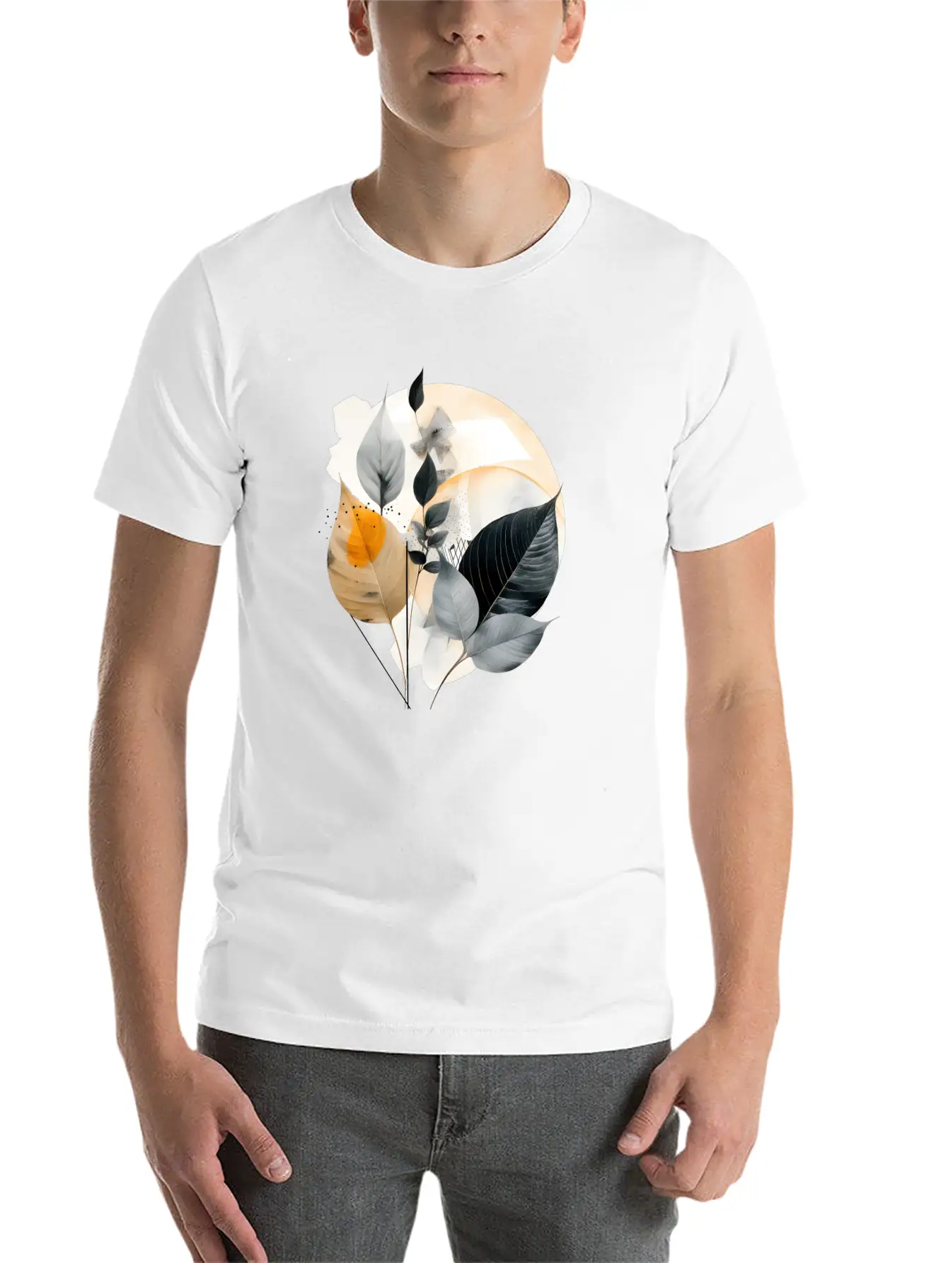 Autumn Leaves Modern Artwork Basic Graphic T-Shirt ¨C Daily Comfort In Soft Cotton