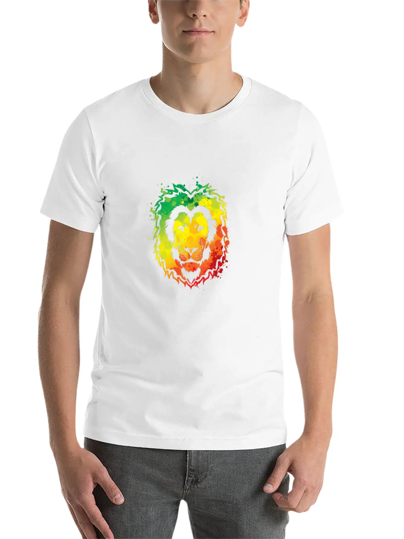 Awesome Colorful Lion Splash Reggae Essential Cotton Tee For Daily Outfits ¨C Unisex Style