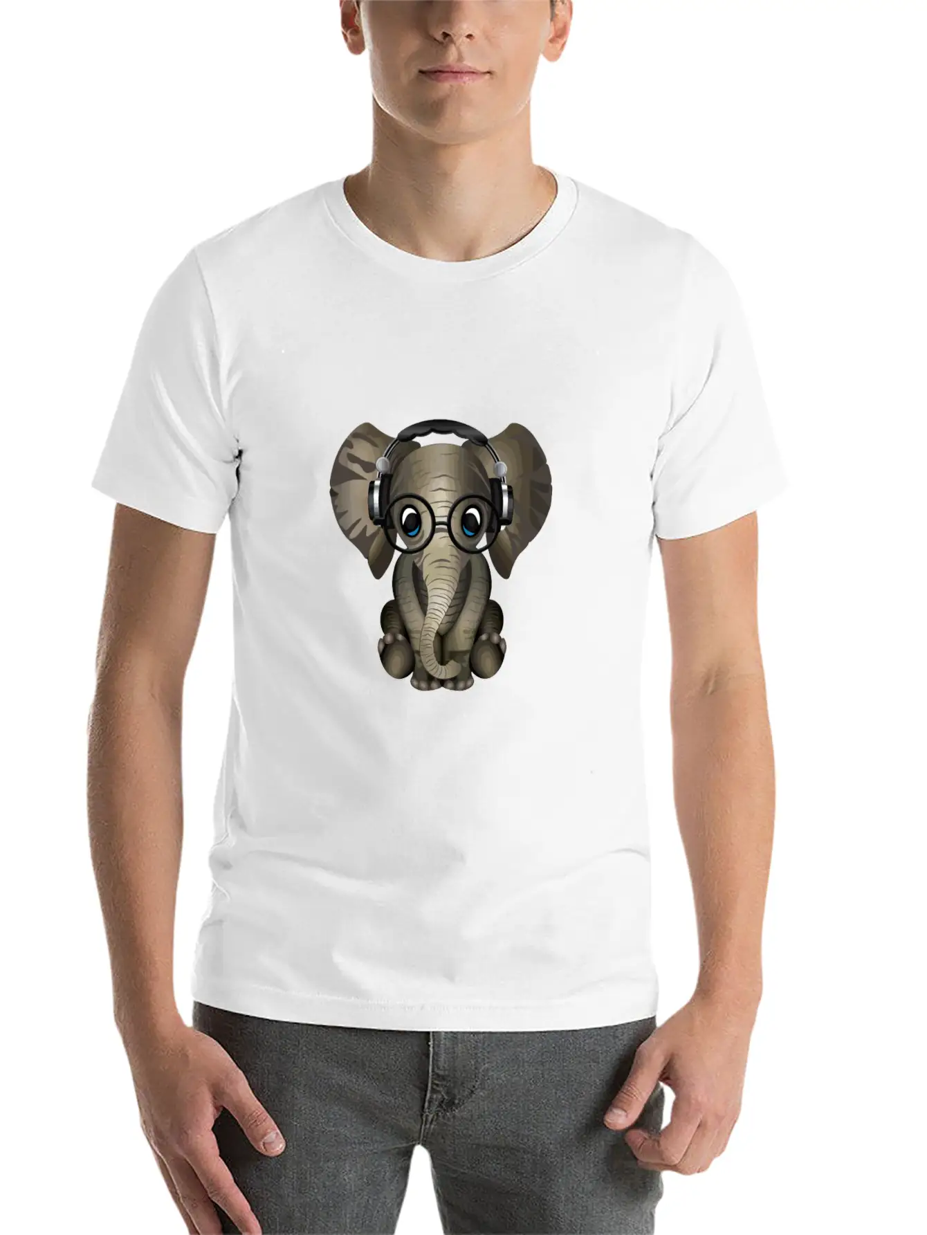 Baby Elephant Dj Wearing Headphones & Glasses Gift Essential Cotton Tee For Daily Outfits ¨C Unisex Style