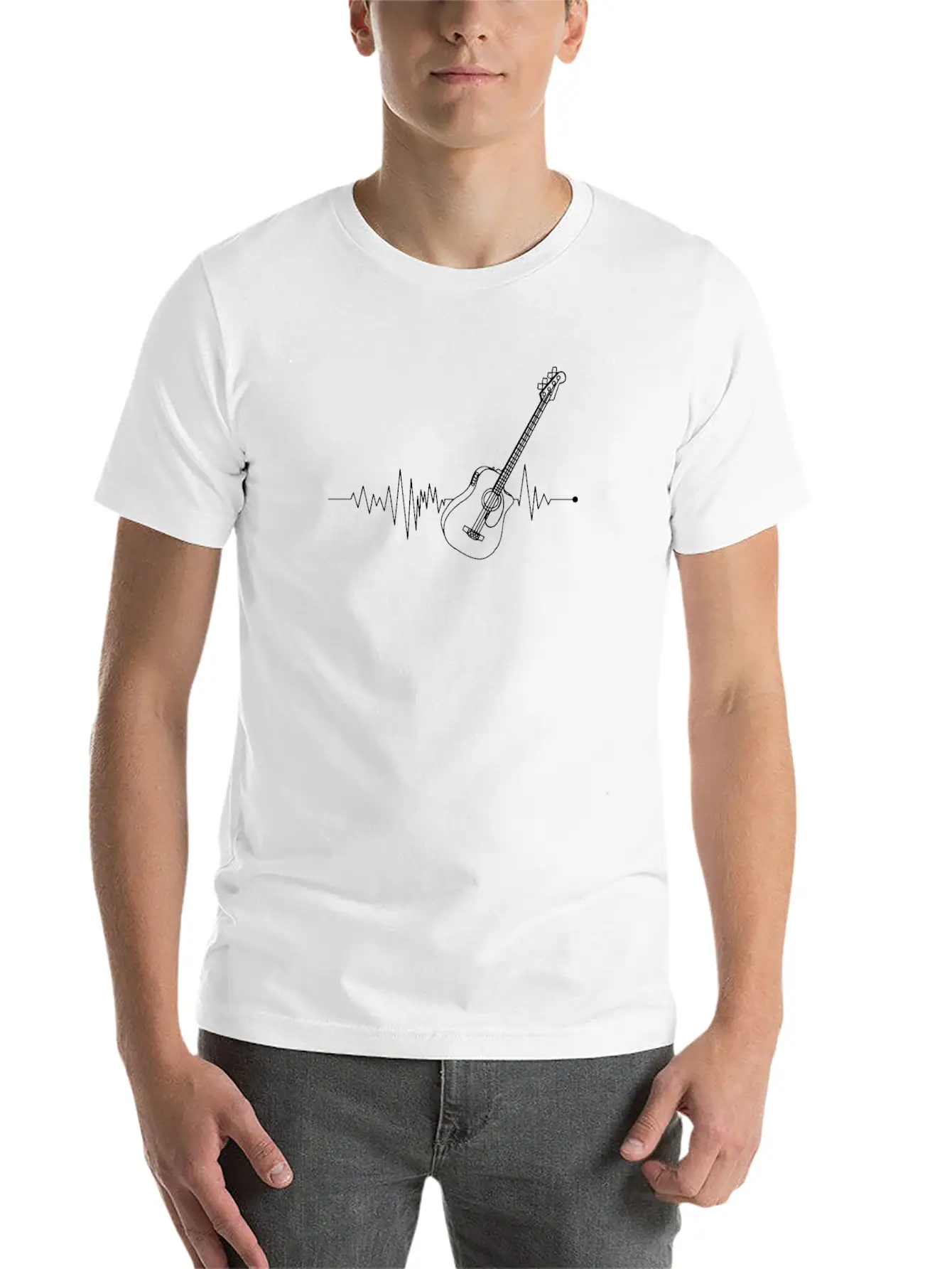 Bass Guitar Notes Heartbeat - Bass Guitar - Bass Basic Graphic T-Shirt ¨C Daily Comfort In Soft Cotton