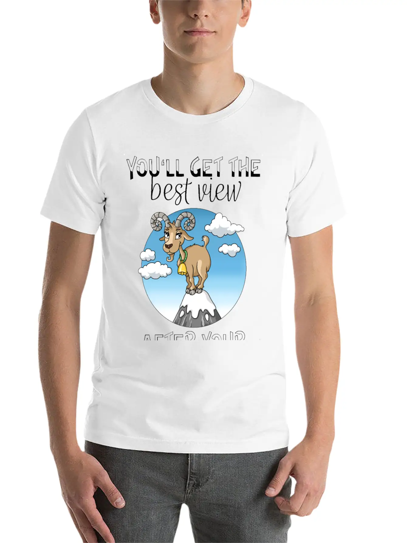 Best View Climbing Mountain Goat Design Soft Cotton Short Sleeve Tee ¨C Unisex Wardrobe Staple