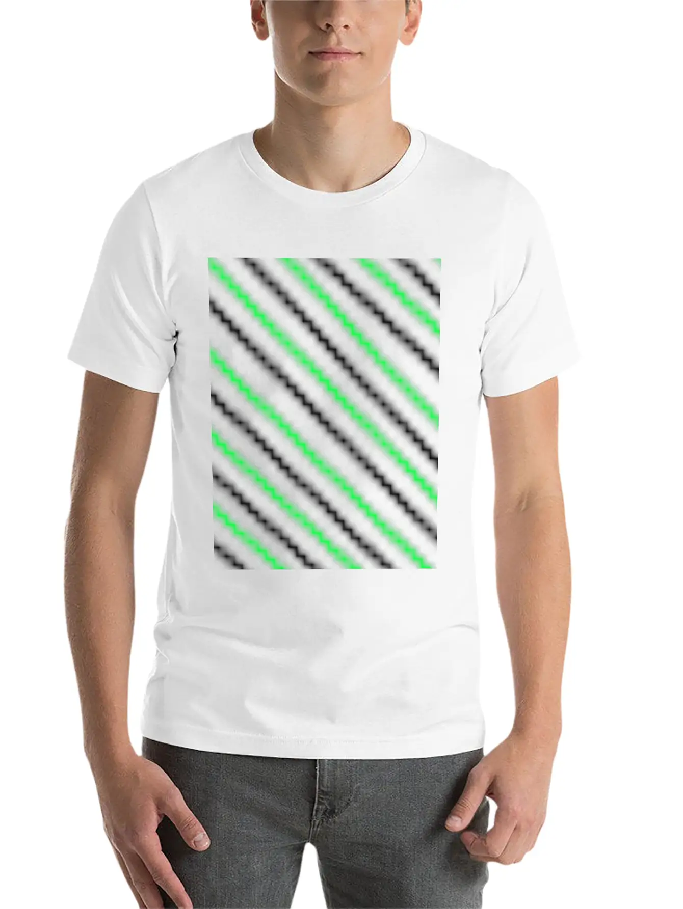 Black Neon Green Pattern Essential Cotton Tee For Daily Outfits ¨C Unisex Style