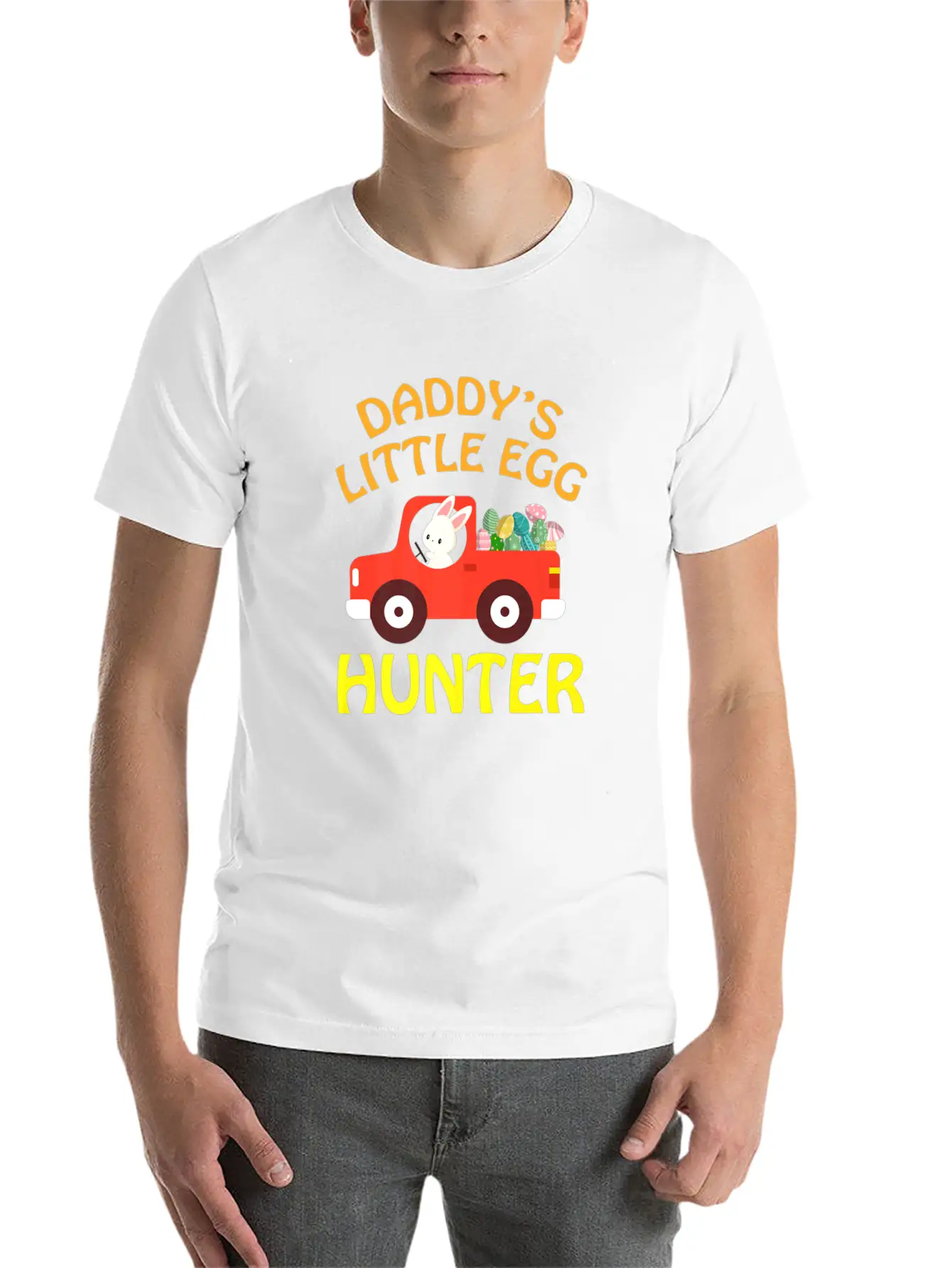 Bunny Drive Car Carring Eggs Daddys Little Egg Hu Basic Graphic T-Shirt ¨C Daily Comfort In Soft Cotton