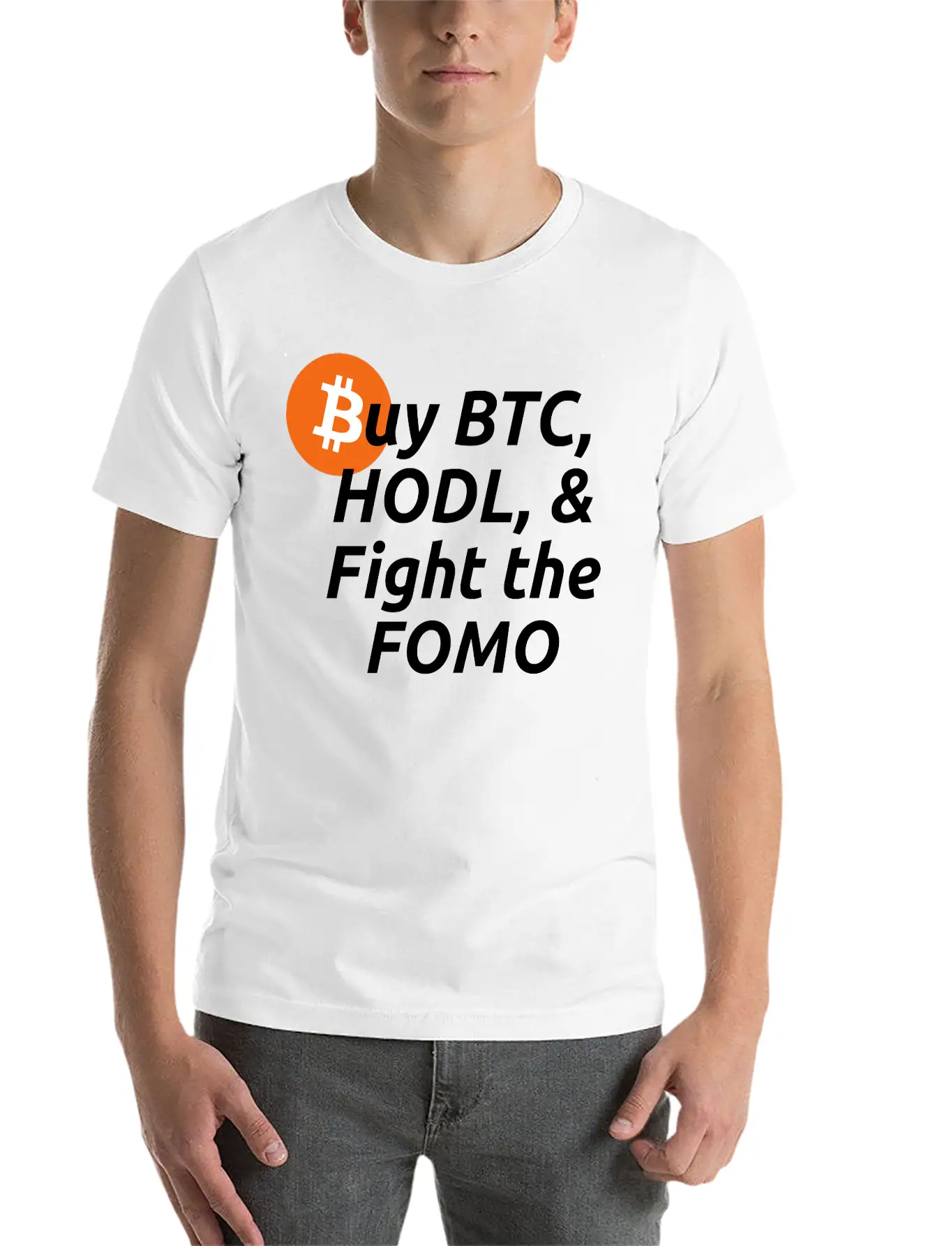 Buy BTC HODL Fight The FOMO Crypto Clothing Basic Graphic T-Shirt ¨C Daily Comfort In Soft Cotton
