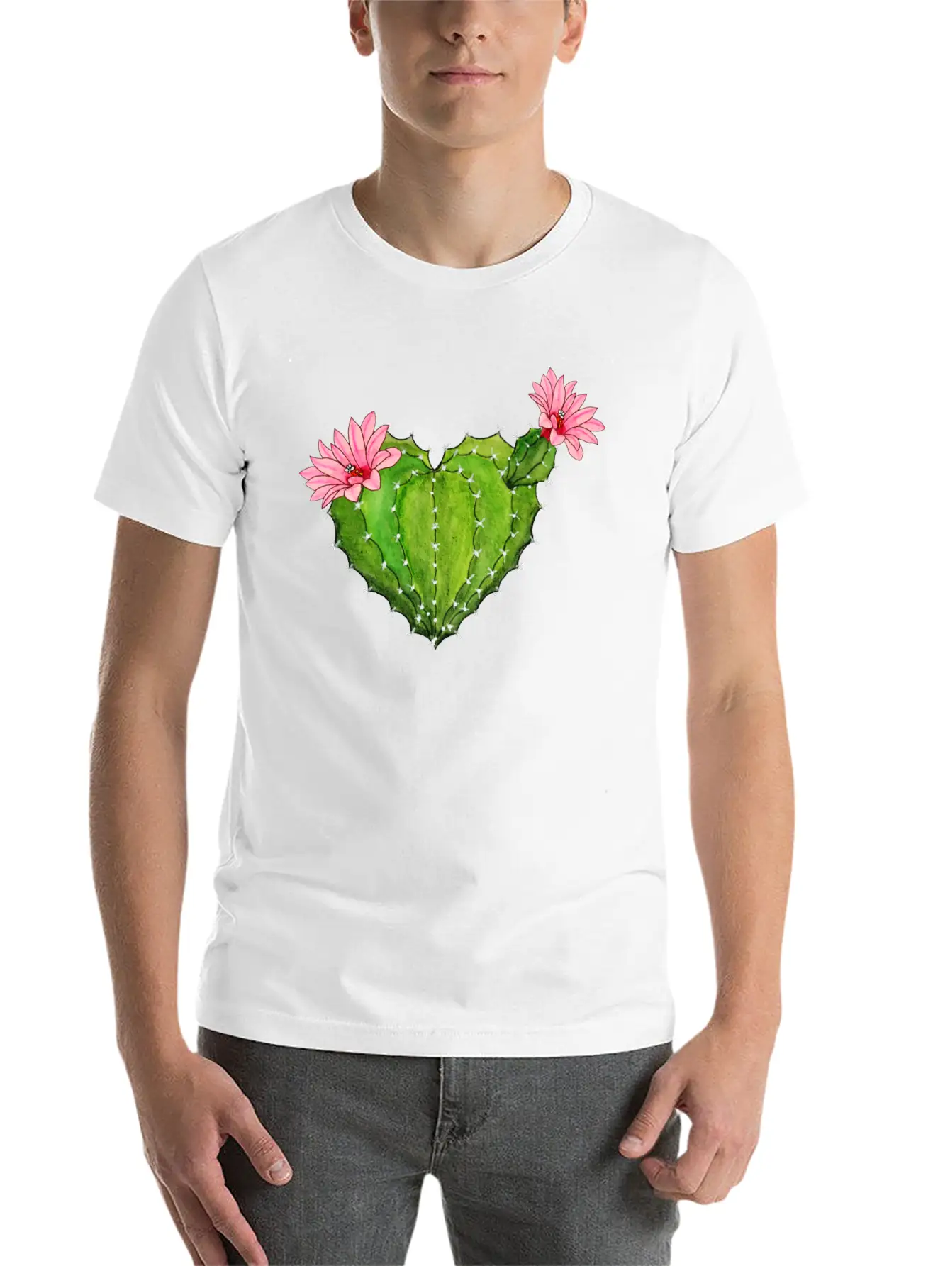 Cactus Heart - Cactus Blossoms - Flower - Cactus Basic Graphic T-Shirt ¨C Daily Comfort In Soft Cotton
