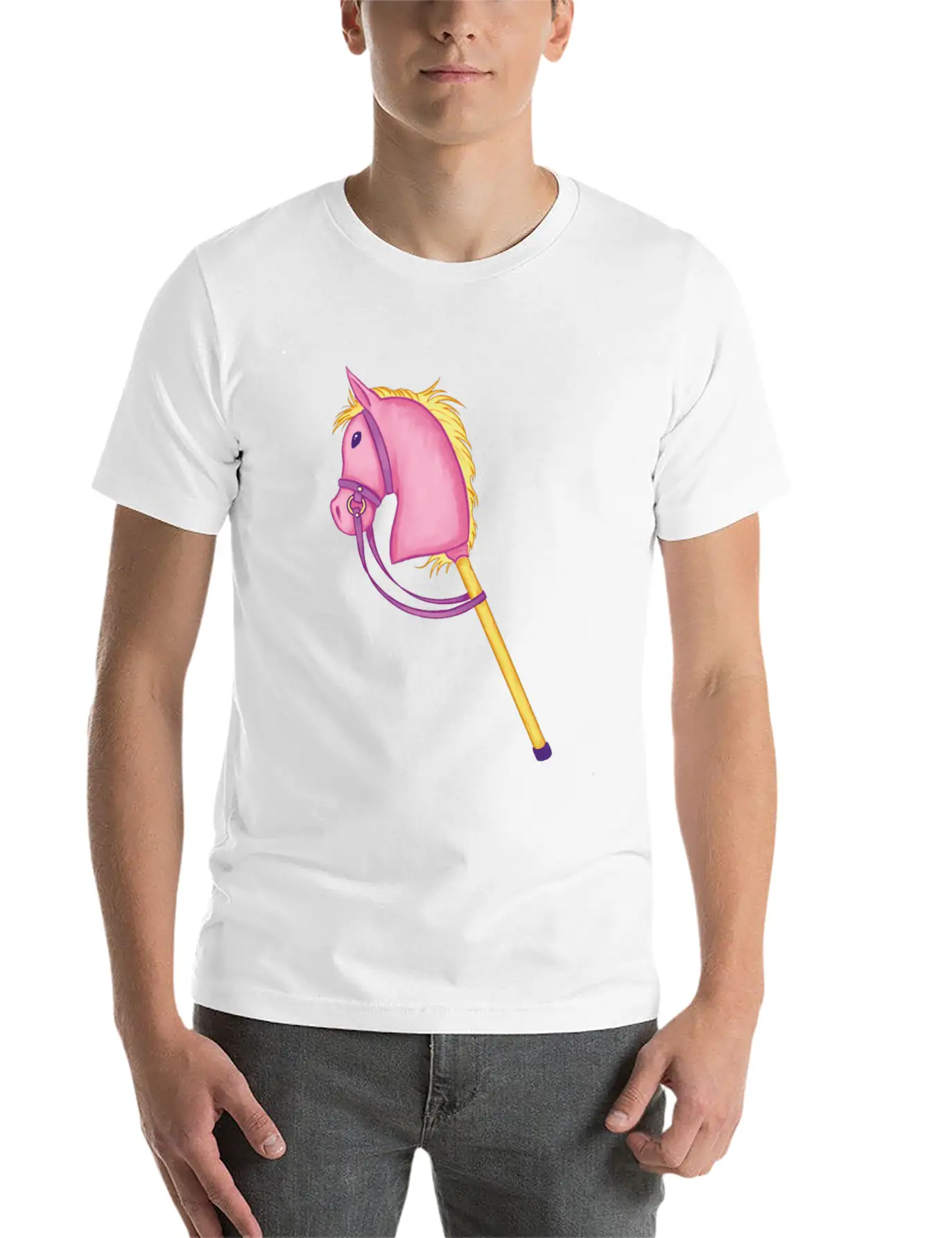 Colorful Stick Horse Cool Hobby Horse Gifts Essential Cotton Tee For Daily Outfits ¨C Unisex Style