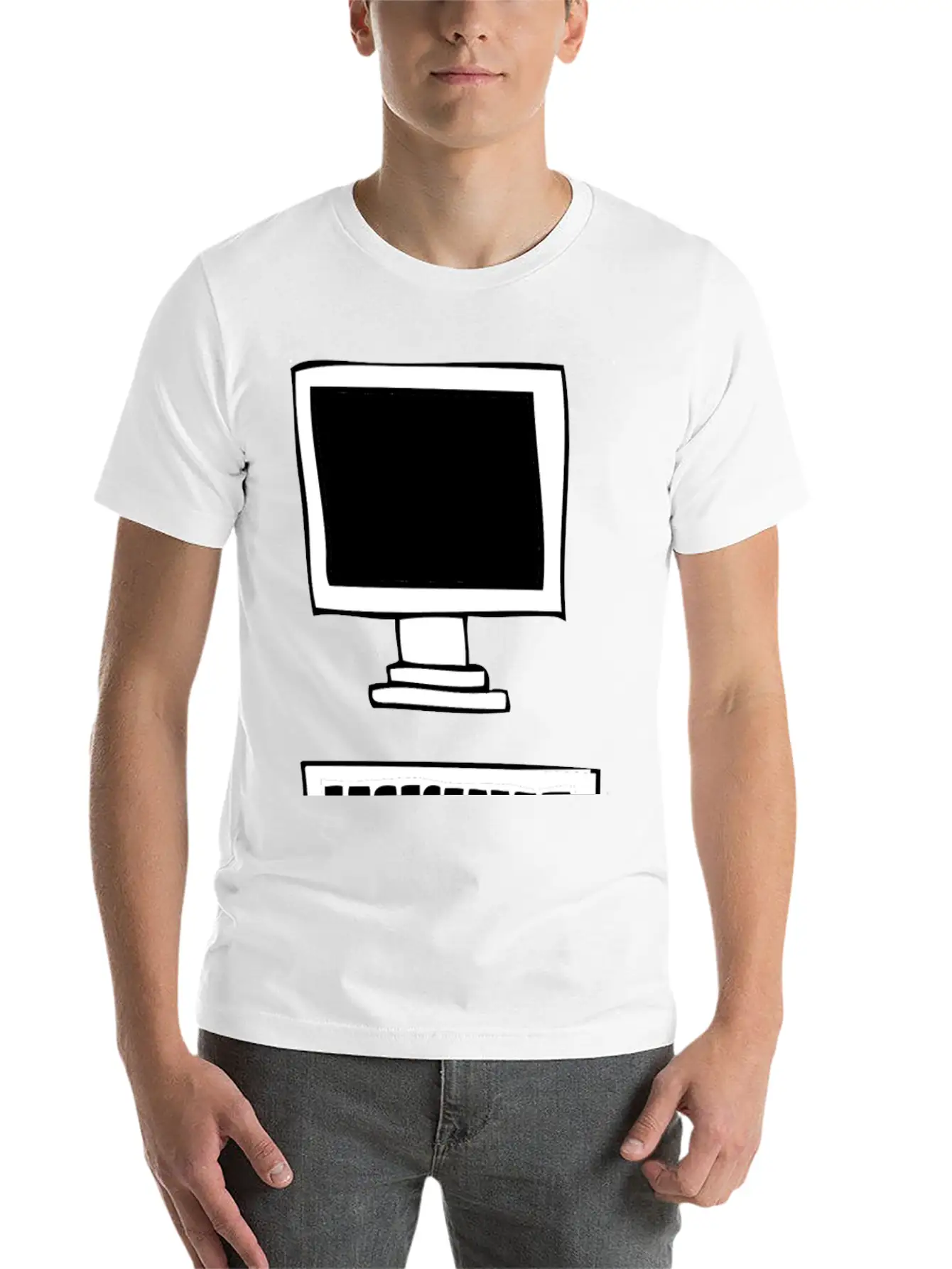 Computer With Keyboard Basic Graphic T-Shirt ¨C Daily Comfort In Soft Cotton