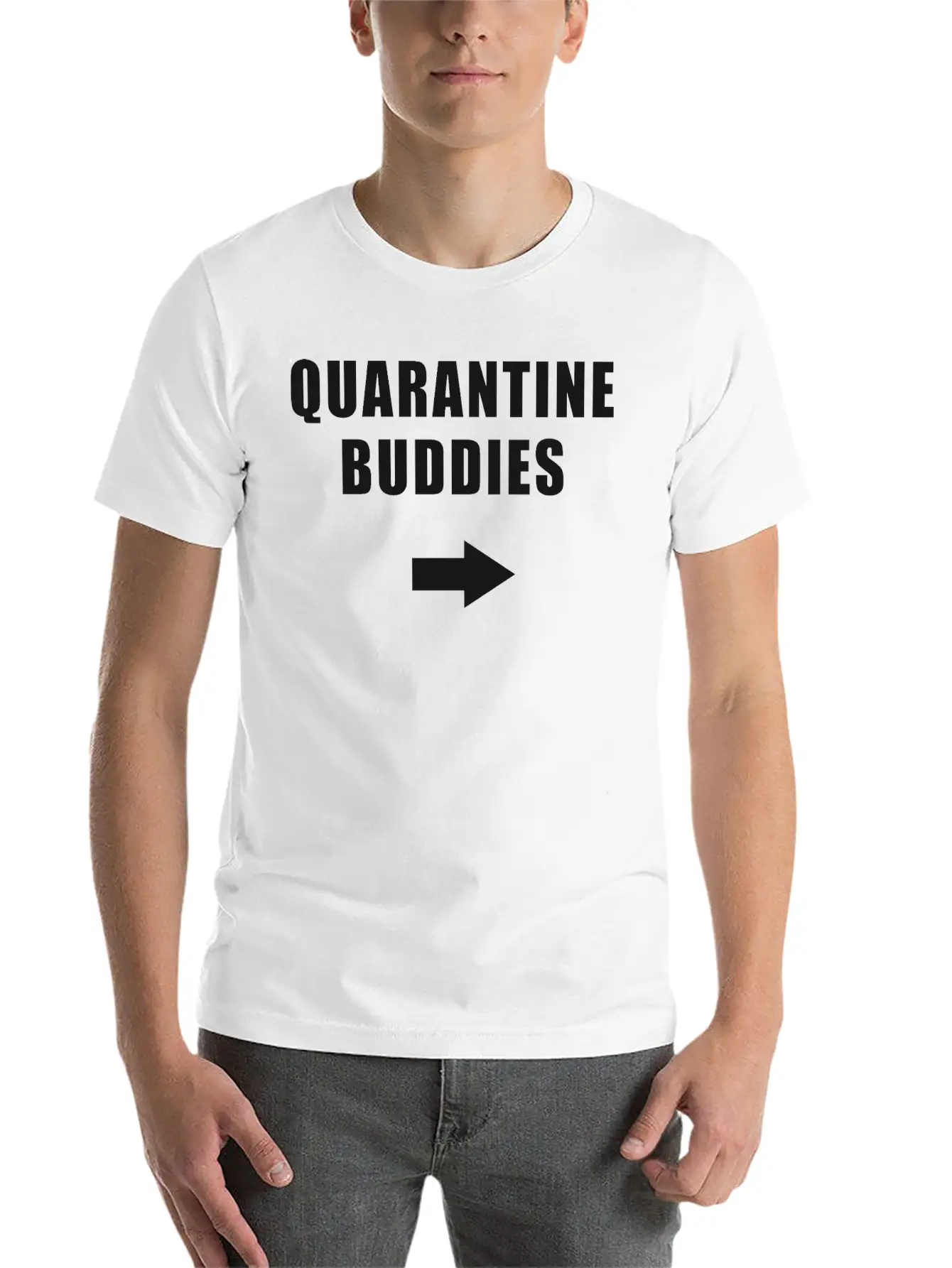 Coronavirus Quarantine Buddies (left Arrow) Essential Cotton Tee For Daily Outfits ¨C Unisex Style