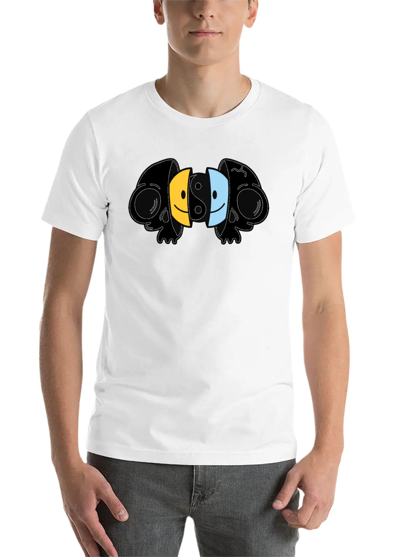 Crazy Smileys In The Skull Soft Cotton Short Sleeve Tee ¨C Unisex Wardrobe Staple