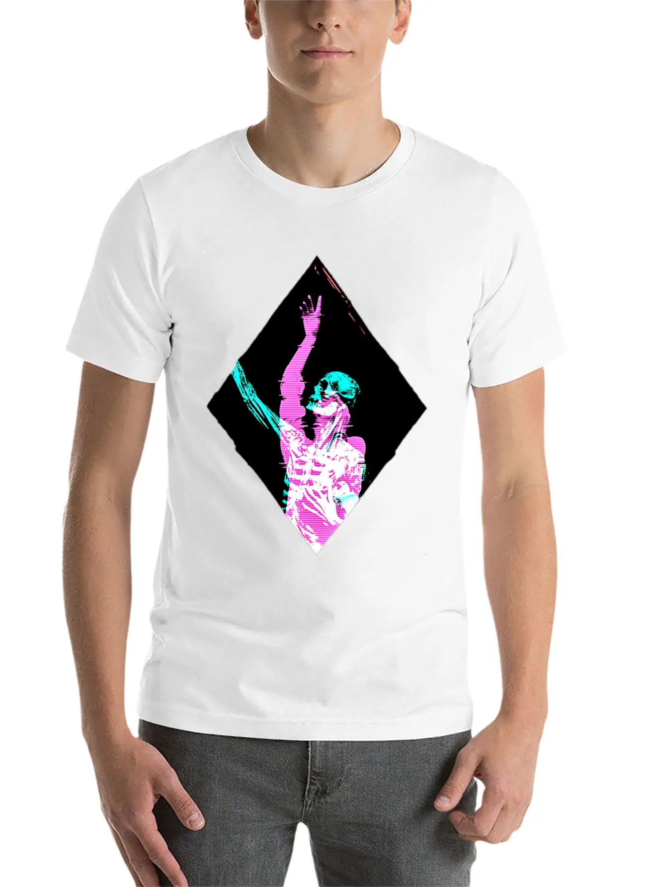 Creepy Pastel Goth Vaporwave Skeleton Skull Essential Cotton Tee For Daily Outfits ¨C Unisex Style