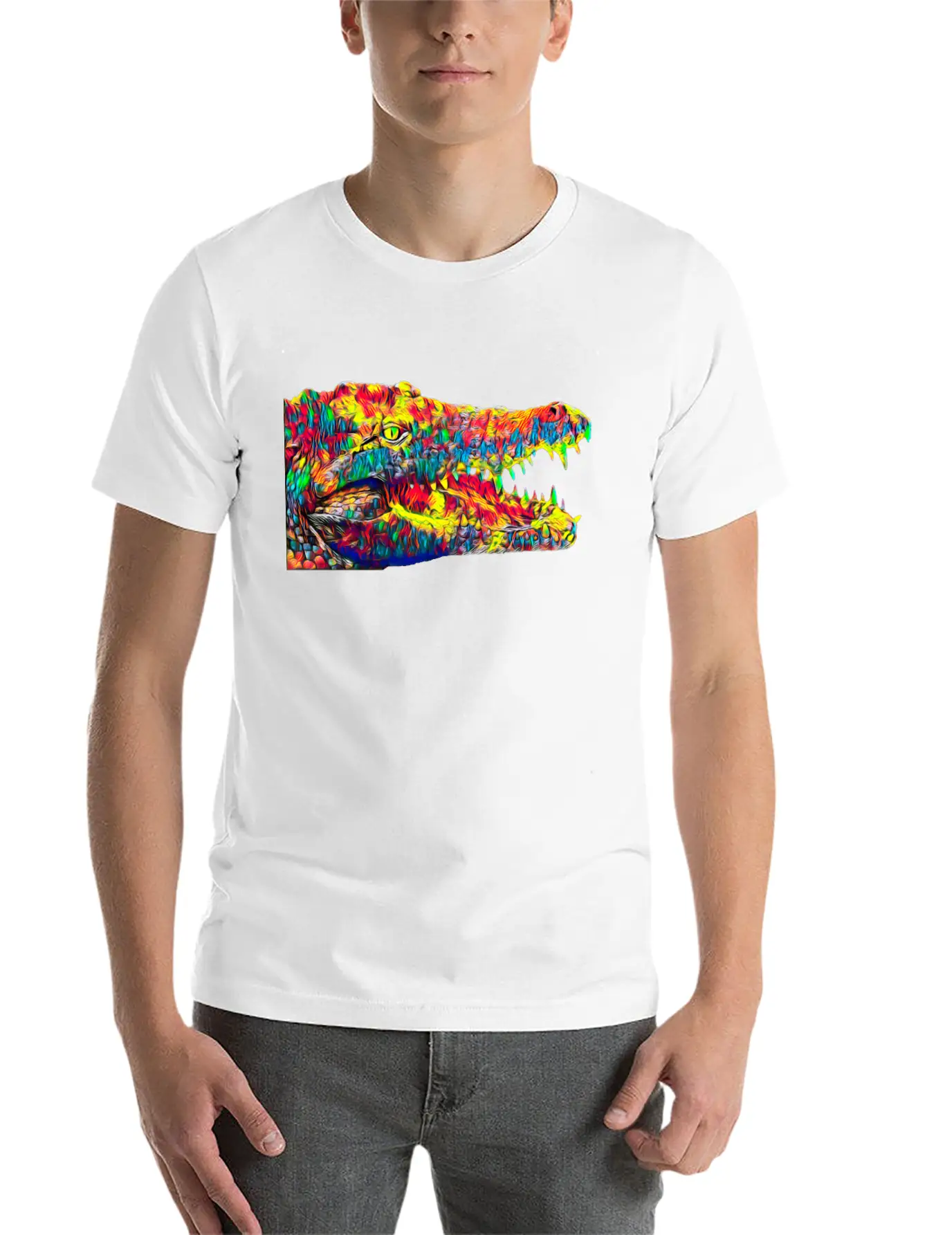 Crocodile Aligator Cayman Colored Design Soft Cotton Short Sleeve Tee ¨C Unisex Wardrobe Staple