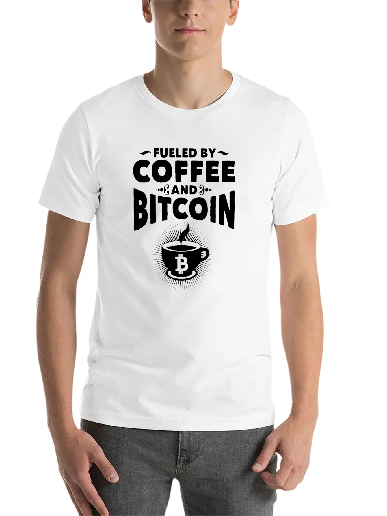 CRYPTO BLOCKCHAIN: FUELED BY COFFEE AND BITCOIN Essential Cotton Tee For Daily Outfits ¨C Unisex Style