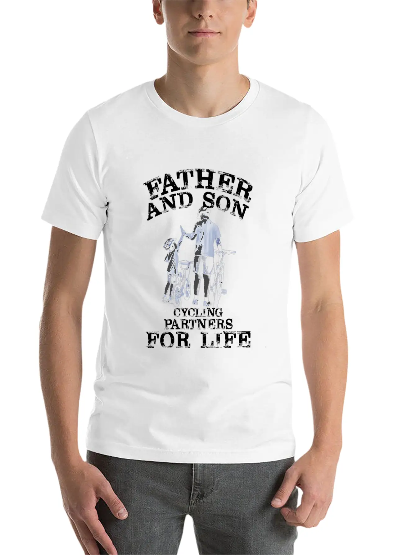 Cycling Father Son Cycling Partners Lifes Essential Cotton Tee For Daily Outfits ¨C Unisex Style