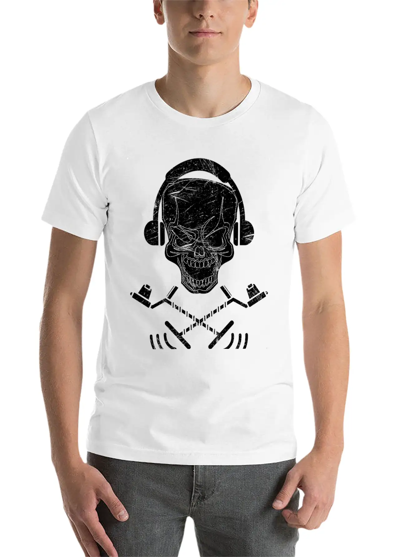 Detectoring Metal Detector Skull Basic Graphic T-Shirt ¨C Daily Comfort In Soft Cotton