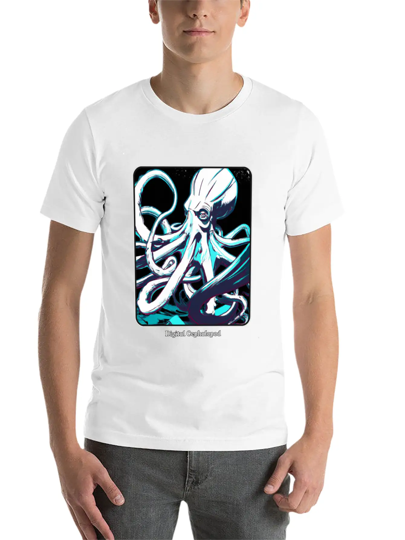 Digital Realm Cephalopod - A Kraken Essential Cotton Tee For Daily Outfits ¨C Unisex Style