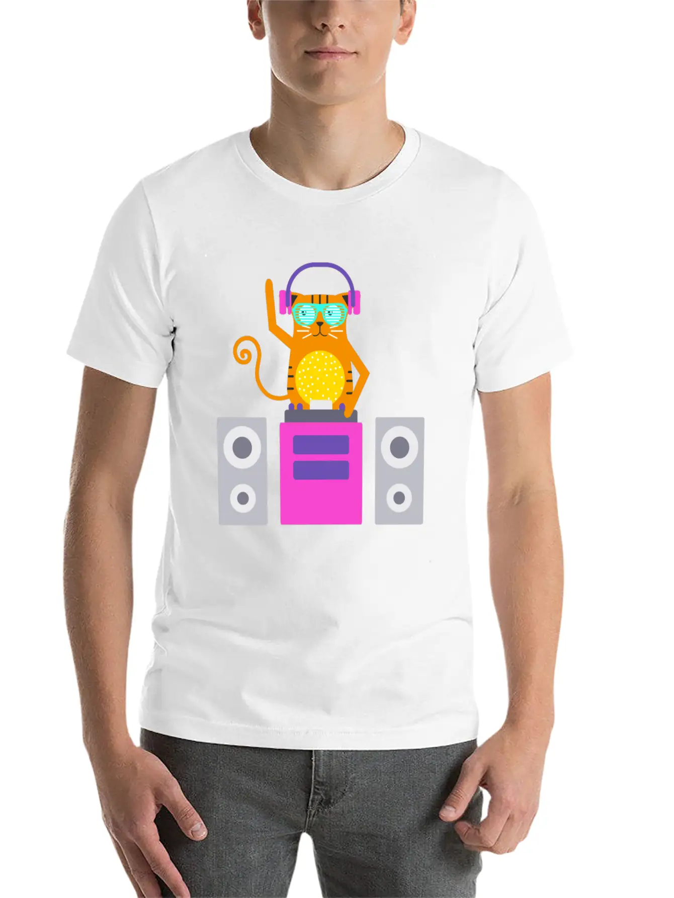 DJ Cat Basic Graphic T-Shirt ¨C Daily Comfort In Soft Cotton