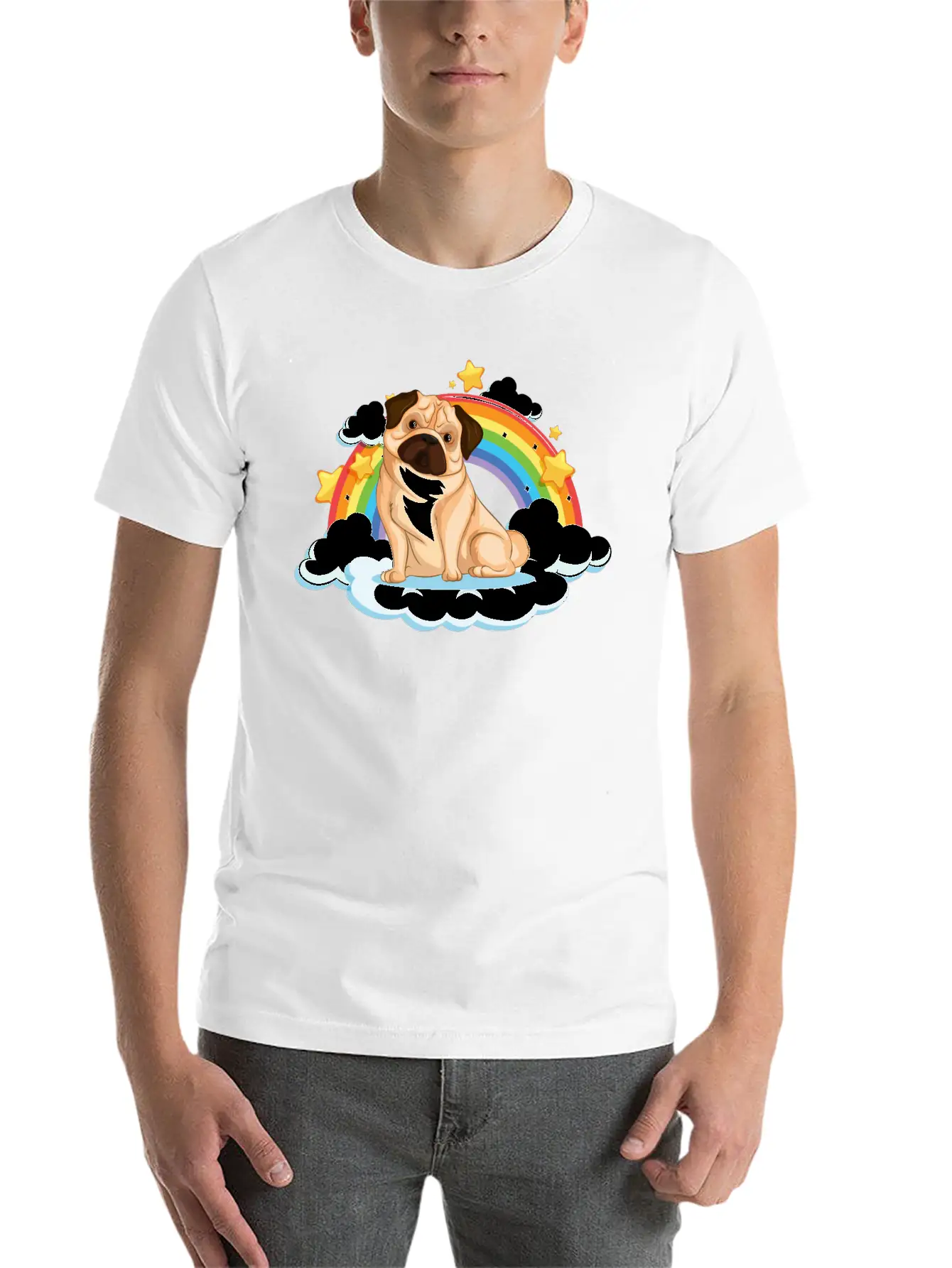 Dog Rainbow Soft Cotton Short Sleeve Tee ¨C Unisex Wardrobe Staple