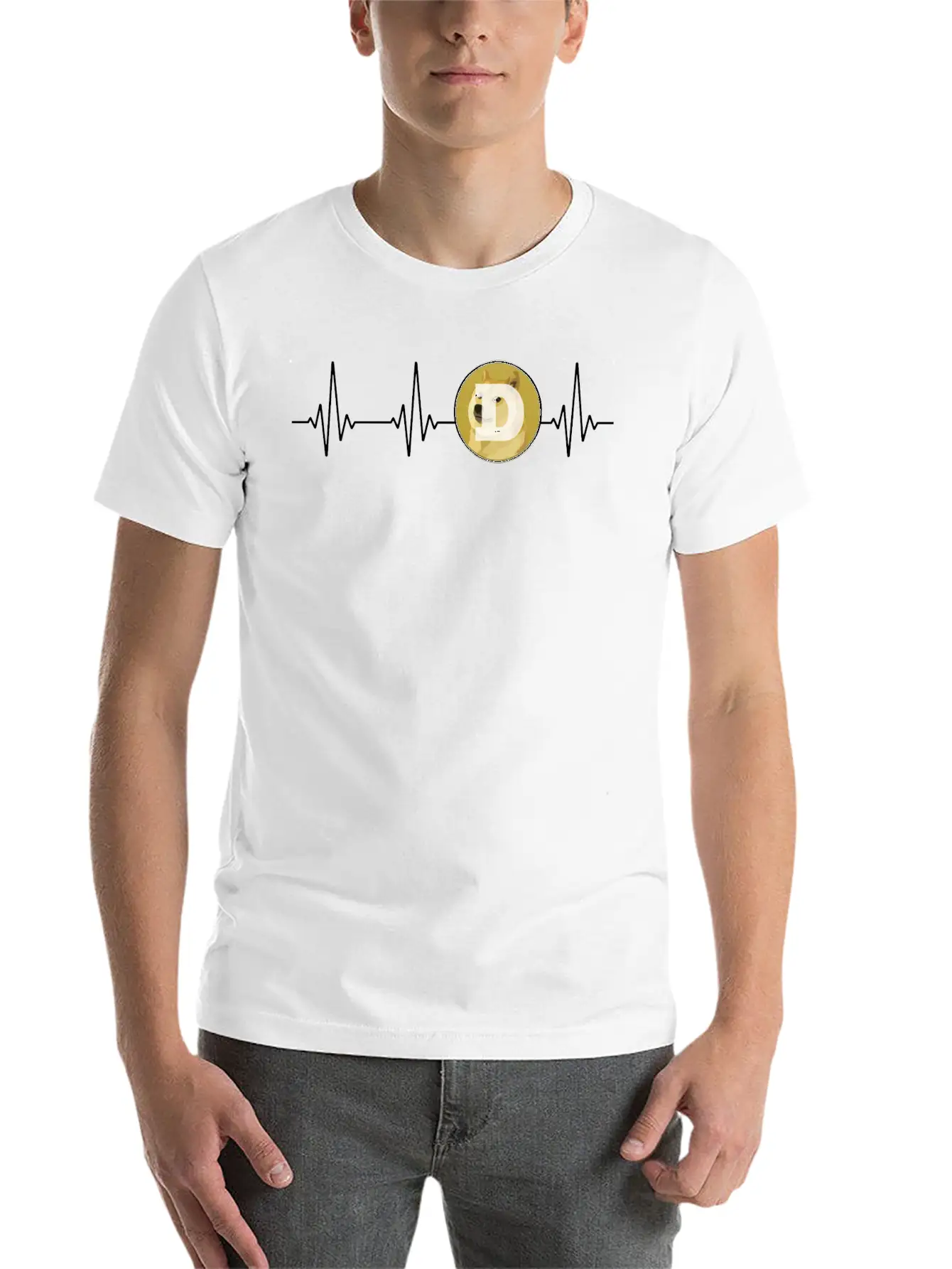 Dogecoin Love Heartbeat DOGE Cryptocurrency Essential Cotton Tee For Daily Outfits ¨C Unisex Style