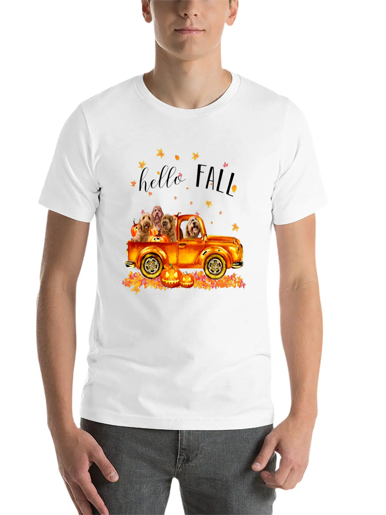 Doodle Hello Fall Doodles In Car Pumpkin Unisex Casual T-Shirt ¨C Clean Design For Daily Comfort