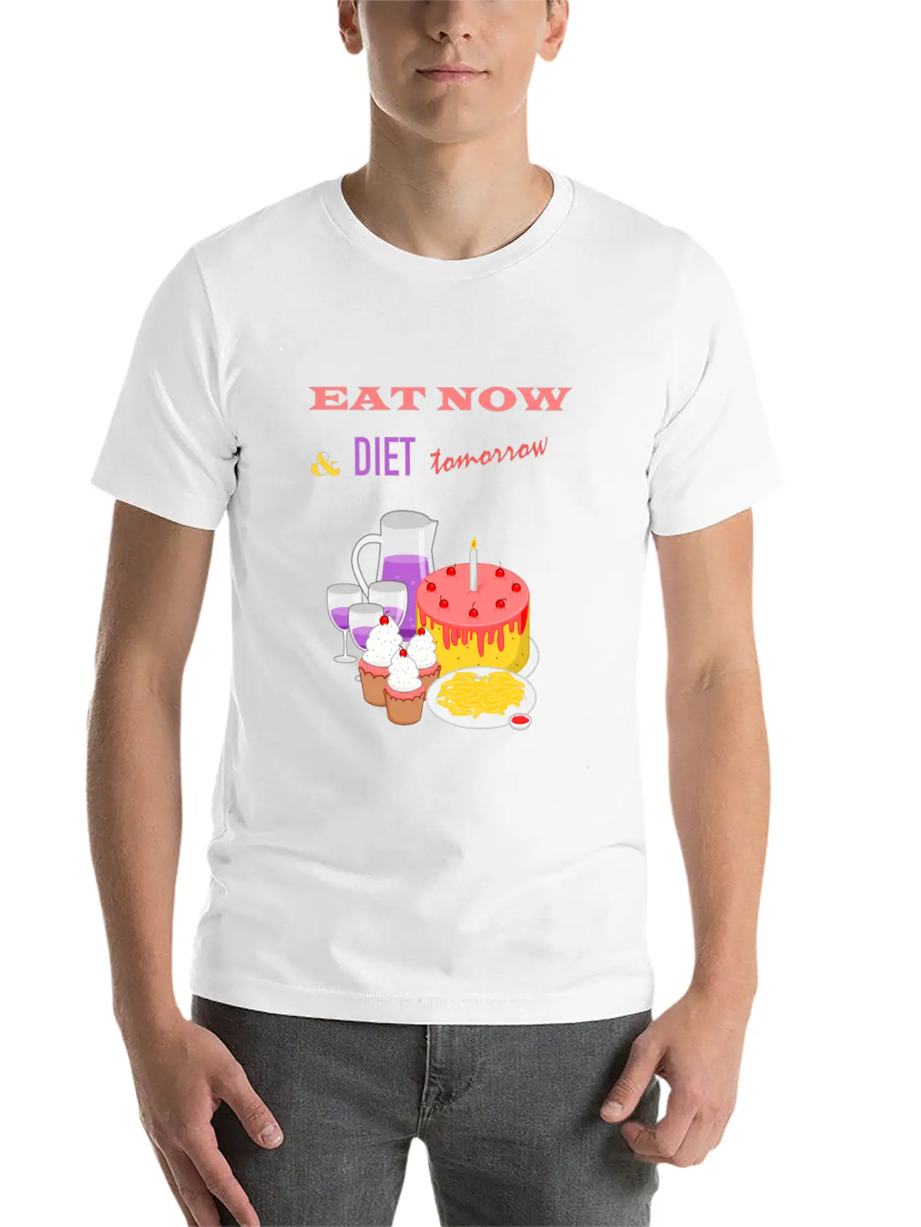Eat Now & Diet Tomorrow Soft Cotton Short Sleeve Tee ¨C Unisex Wardrobe Staple