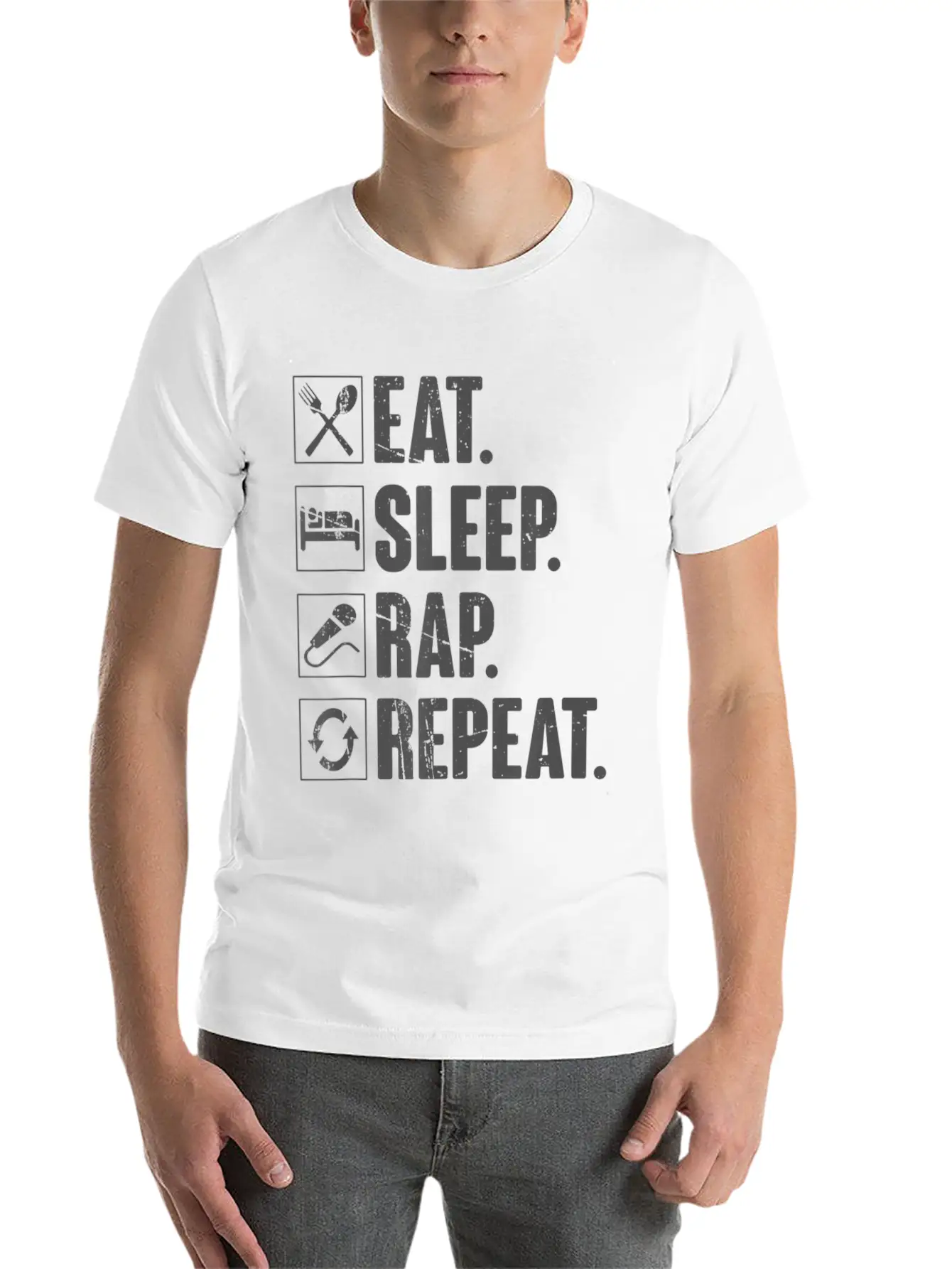 Eat Sleep Rap Repeat Funny Rapper Gift T Soft Cotton Short Sleeve Tee ¨C Unisex Wardrobe Staple