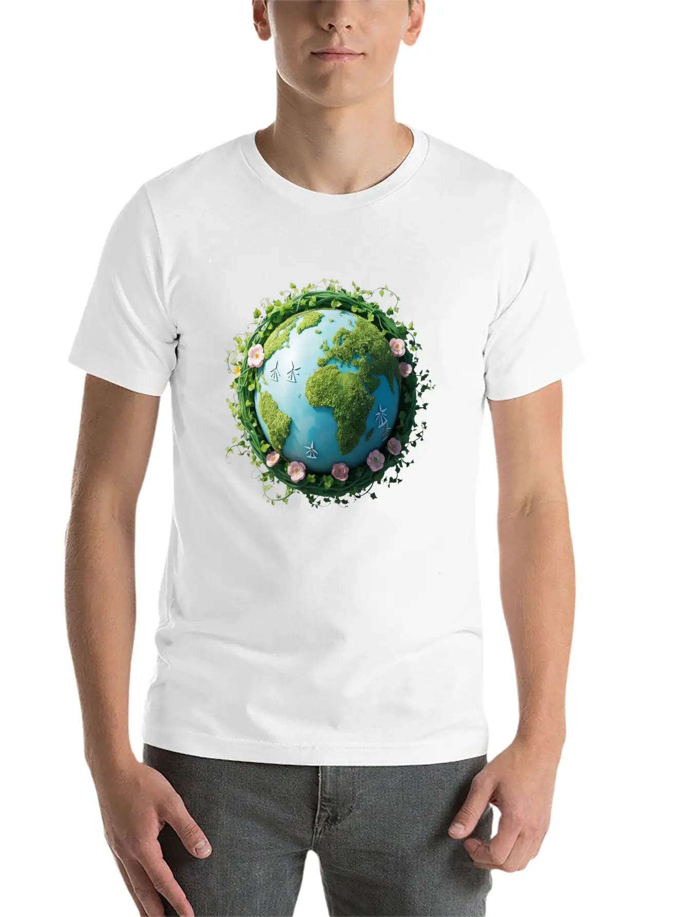 Eco Globe T-Shirt ¨C Watercolor Design With Renewab Essential Cotton Tee For Daily Outfits ¨C Unisex Style