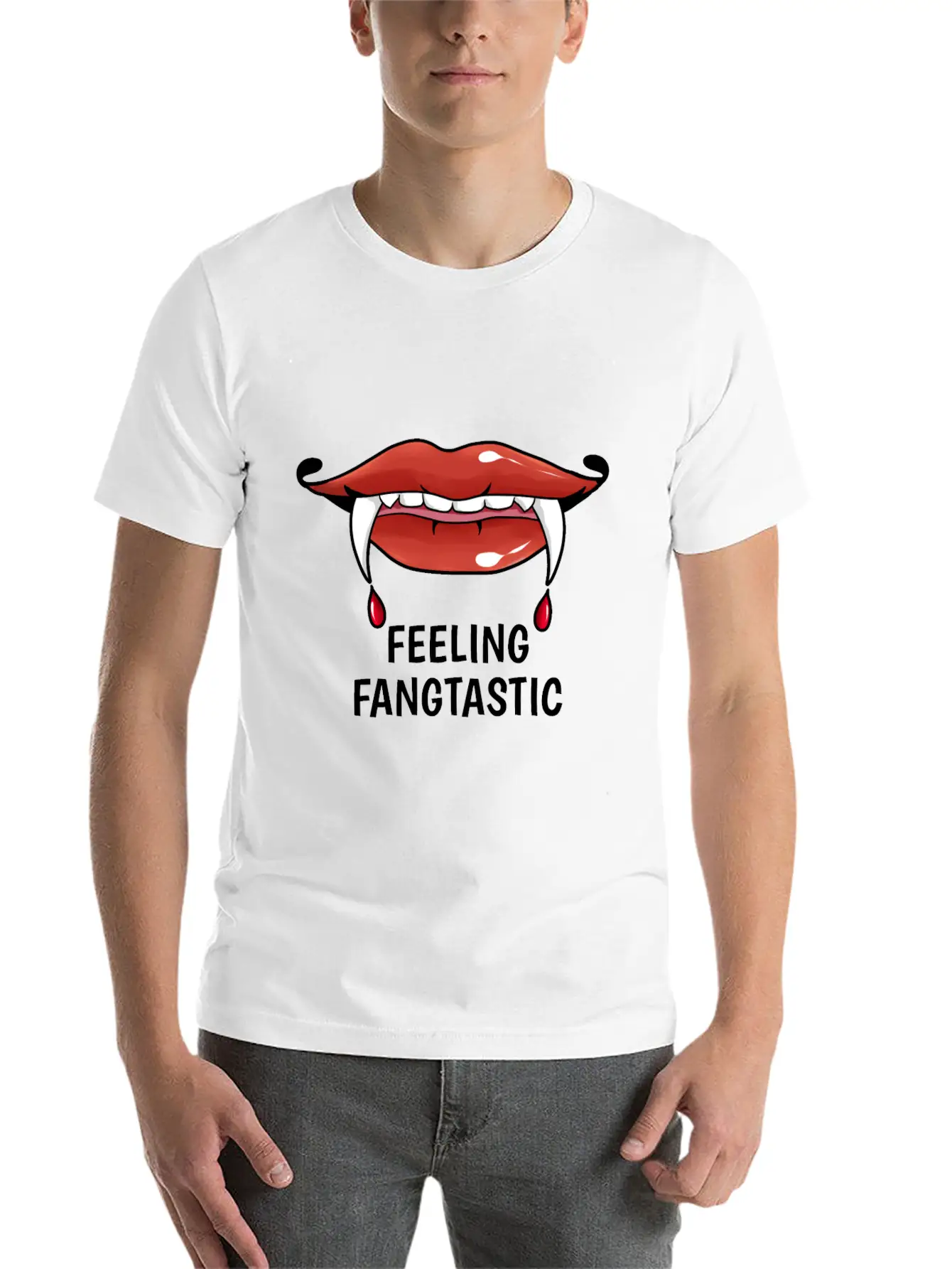 Feeling Fangtastic Halloween Vampire Soft Cotton Short Sleeve Tee ¨C Unisex Wardrobe Staple