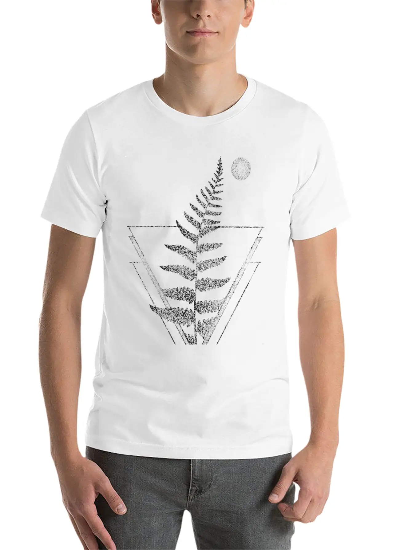 Fern And Moon Traingle Tattoo Basic Graphic T-Shirt ¨C Daily Comfort In Soft Cotton
