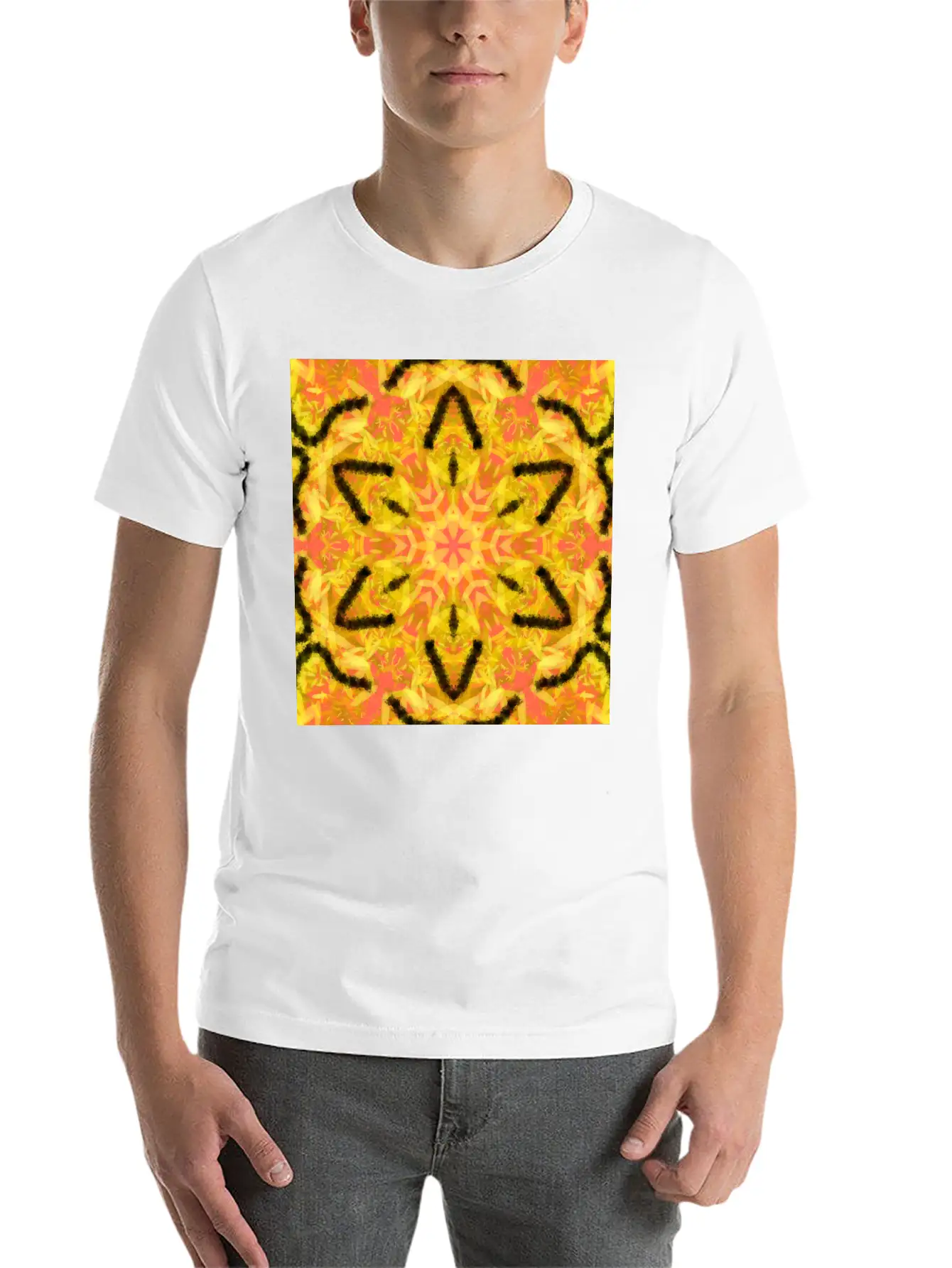 Fiery Star Flower Mandala Unisex Casual T-Shirt ¨C Clean Design For Daily Comfort