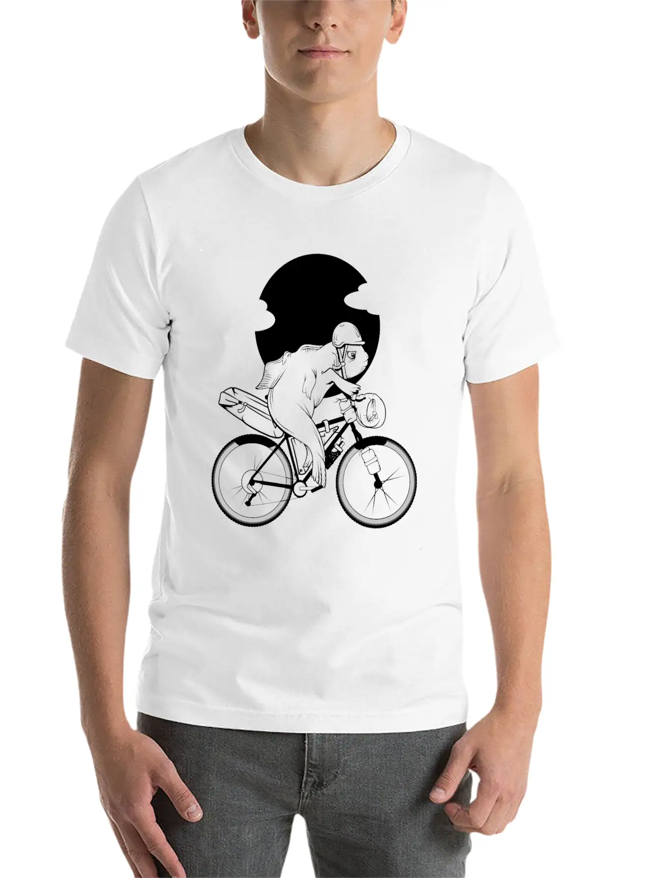 Fish Riding A Bikepacking Bike Soft Cotton Short Sleeve Tee ¨C Unisex Wardrobe Staple