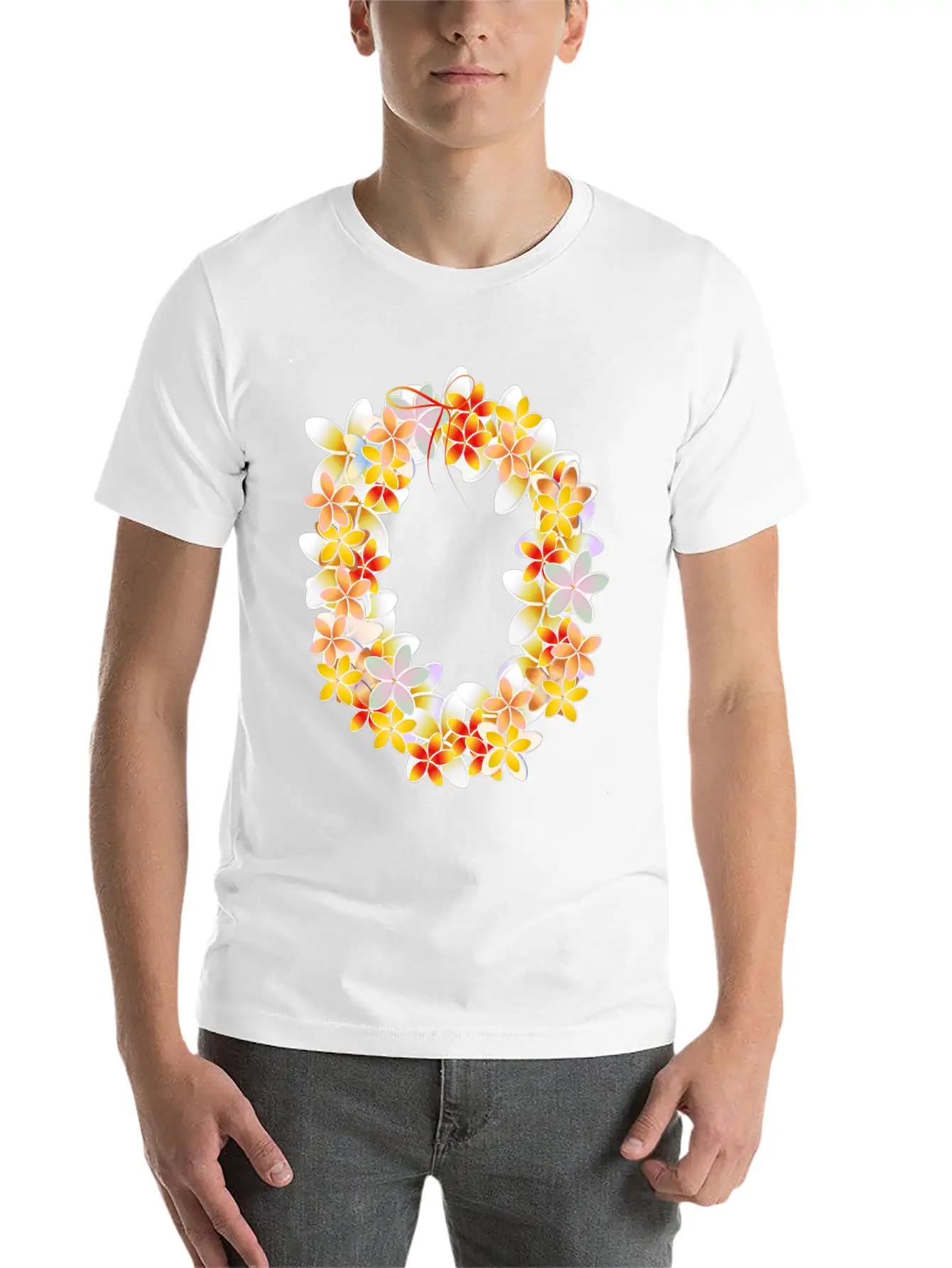 Flower Chain As A Fragrant Welcome Gift Essential Cotton Tee For Daily Outfits ¨C Unisex Style
