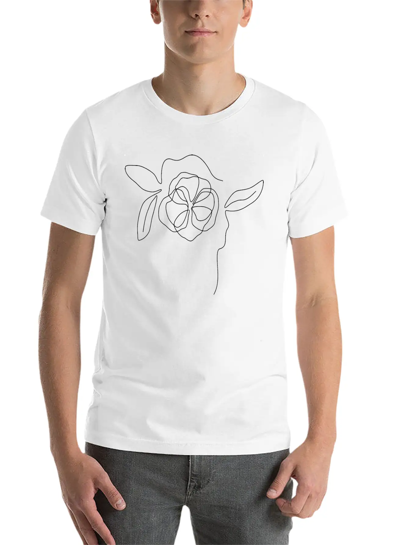 Flower Line Art Soft Cotton Short Sleeve Tee ¨C Unisex Wardrobe Staple
