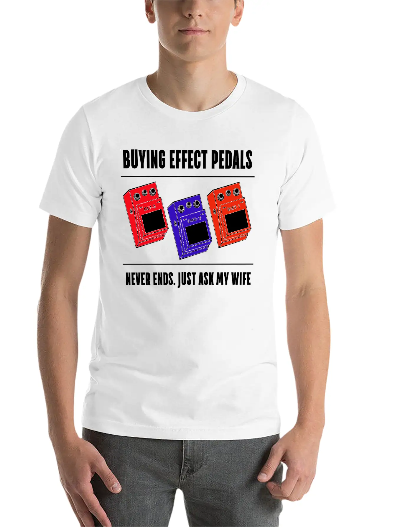 Funny Buying Guitar Effects Pedal Basic Graphic T-Shirt ¨C Daily Comfort In Soft Cotton