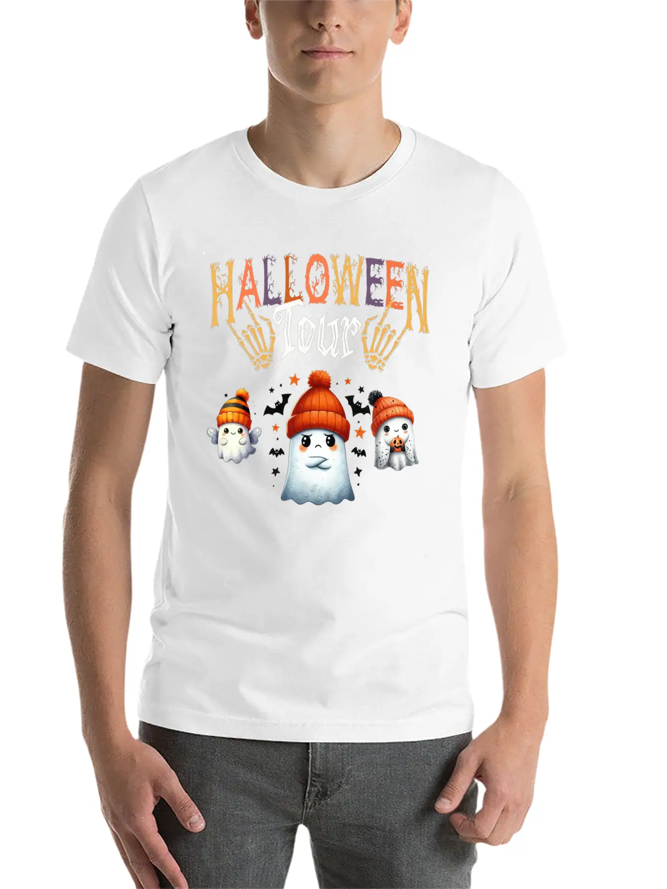 Funny Little Ghost Halloween Tour Spooky Season Ha Unisex Casual T-Shirt ¨C Clean Design For Daily Comfort