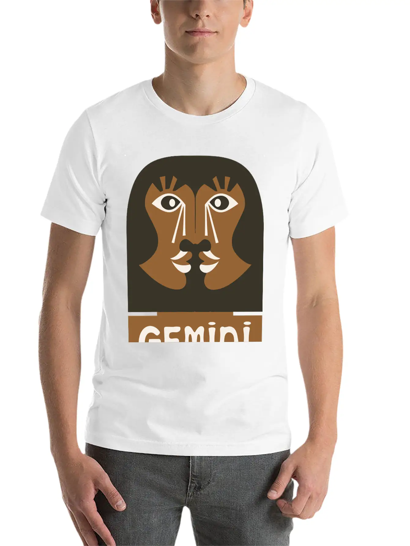 Gemini Design Vector 3 Colors Essential Cotton Tee For Daily Outfits ¨C Unisex Style