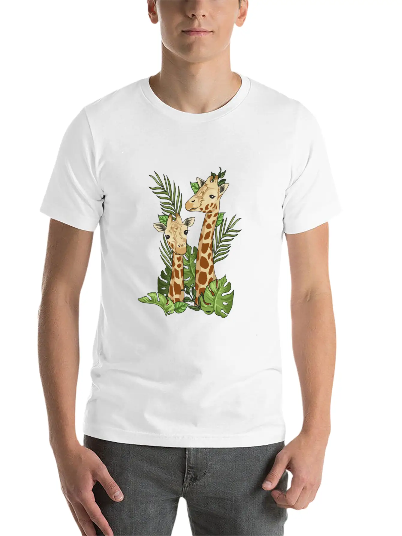 Giraffe Illustration Design For A Giraffe Lover Soft Cotton Short Sleeve Tee ¨C Unisex Wardrobe Staple