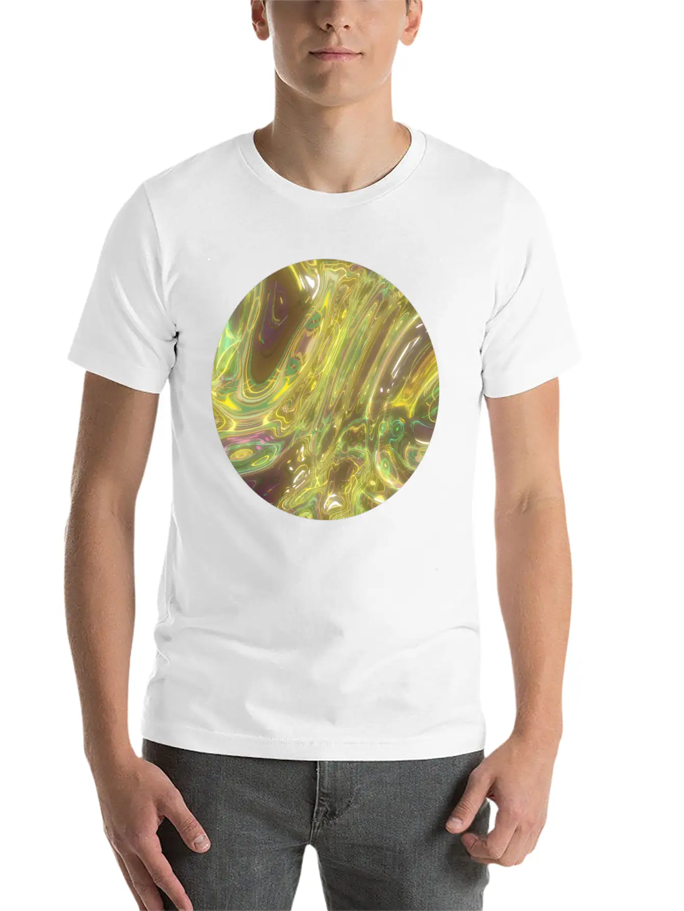 Gold Fluid Circle 2 Essential Cotton Tee For Daily Outfits ¨C Unisex Style