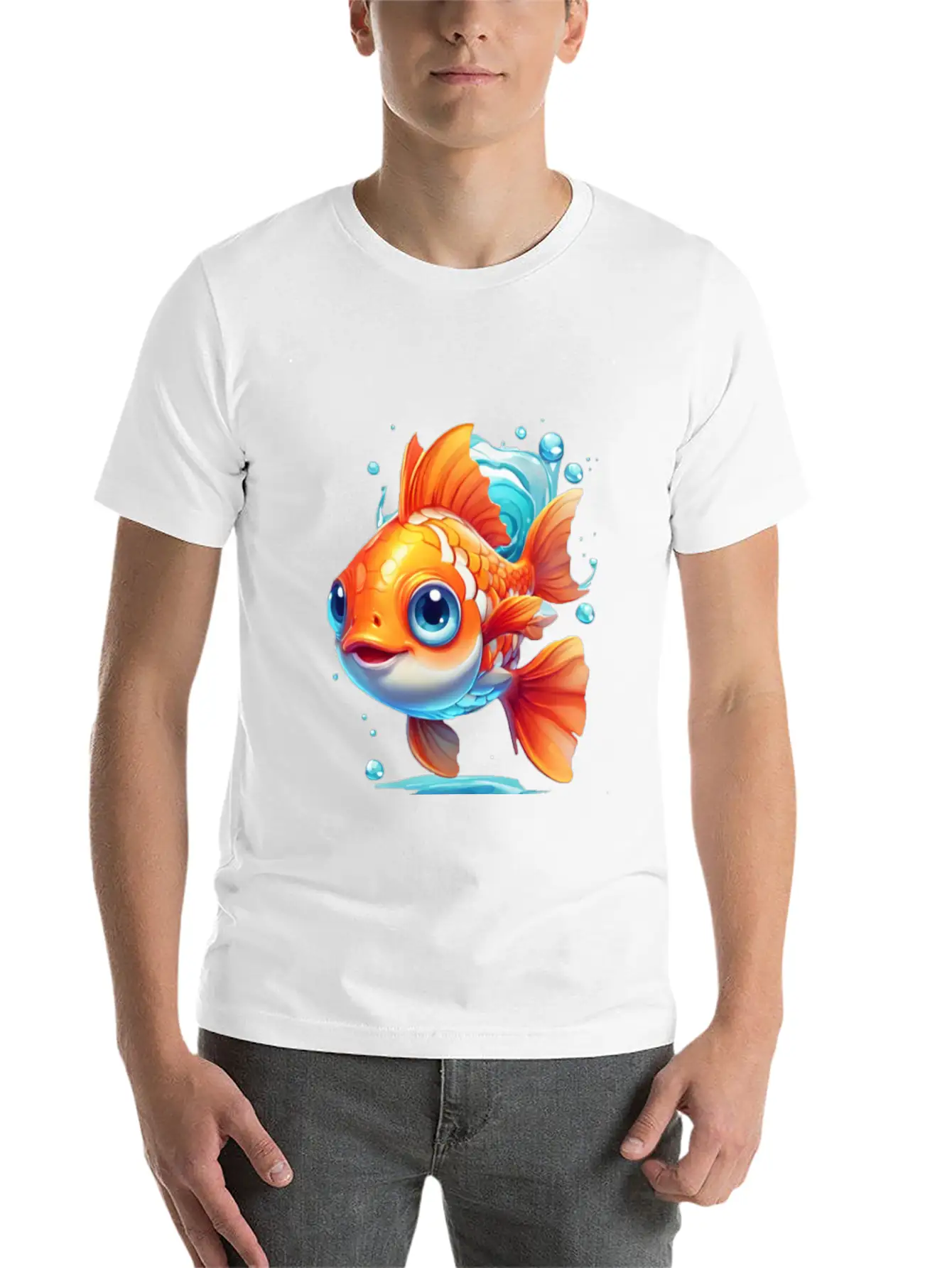 Goldfish Swimming In The Air Basic Graphic T-Shirt ¨C Daily Comfort In Soft Cotton