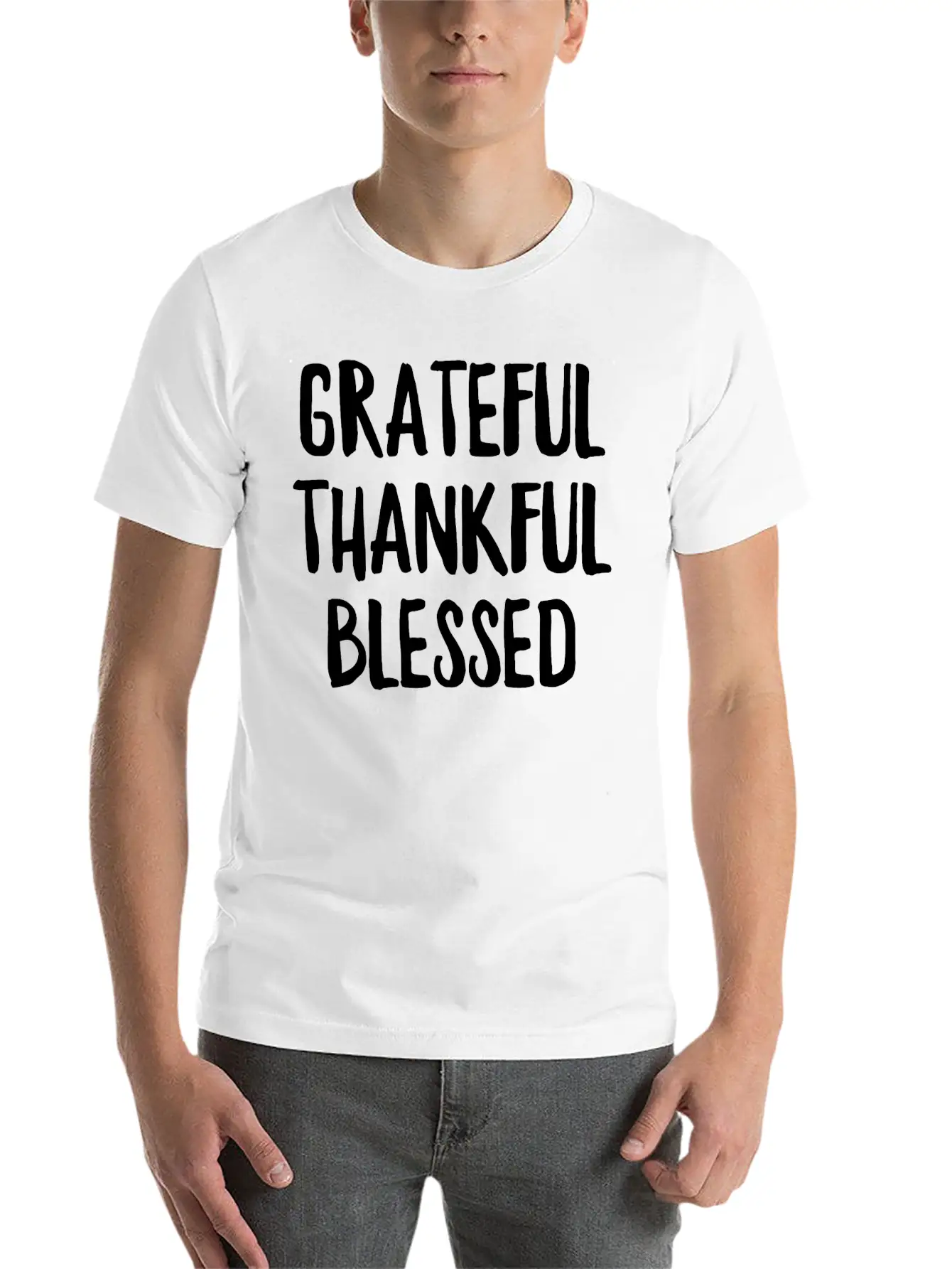 Grateful Thankful Blessed Unisex Casual T-Shirt ¨C Clean Design For Daily Comfort