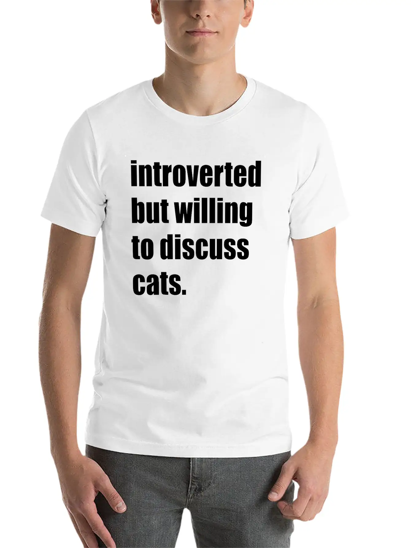 INTROVERTED BUT WILLING TO DISCUSS CATS Essential Cotton Tee For Daily Outfits ¨C Unisex Style